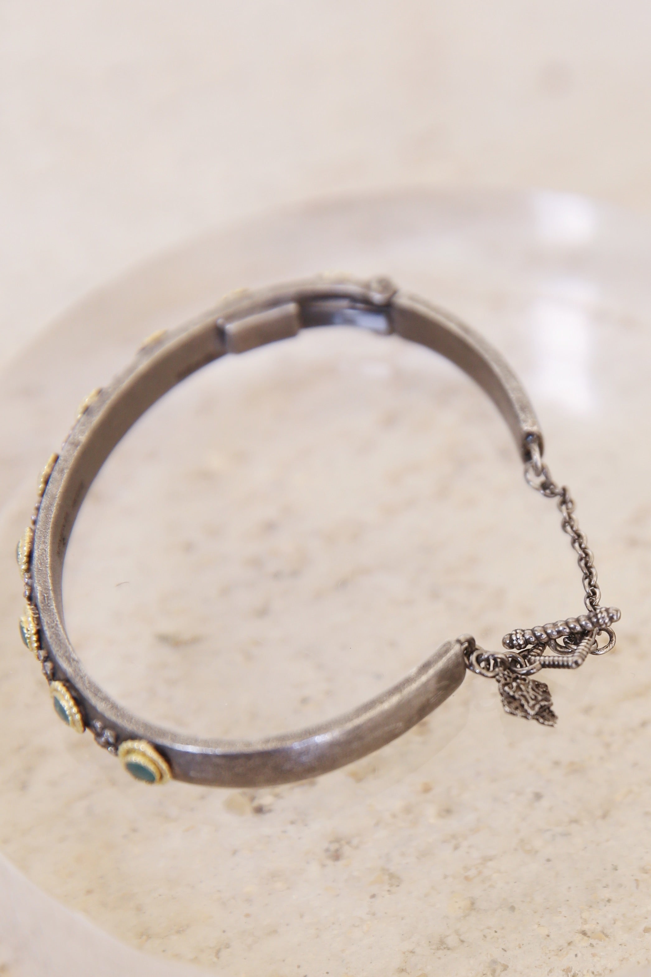 Grandidierite And Grey Diamonds Kick Cuff Bracelet