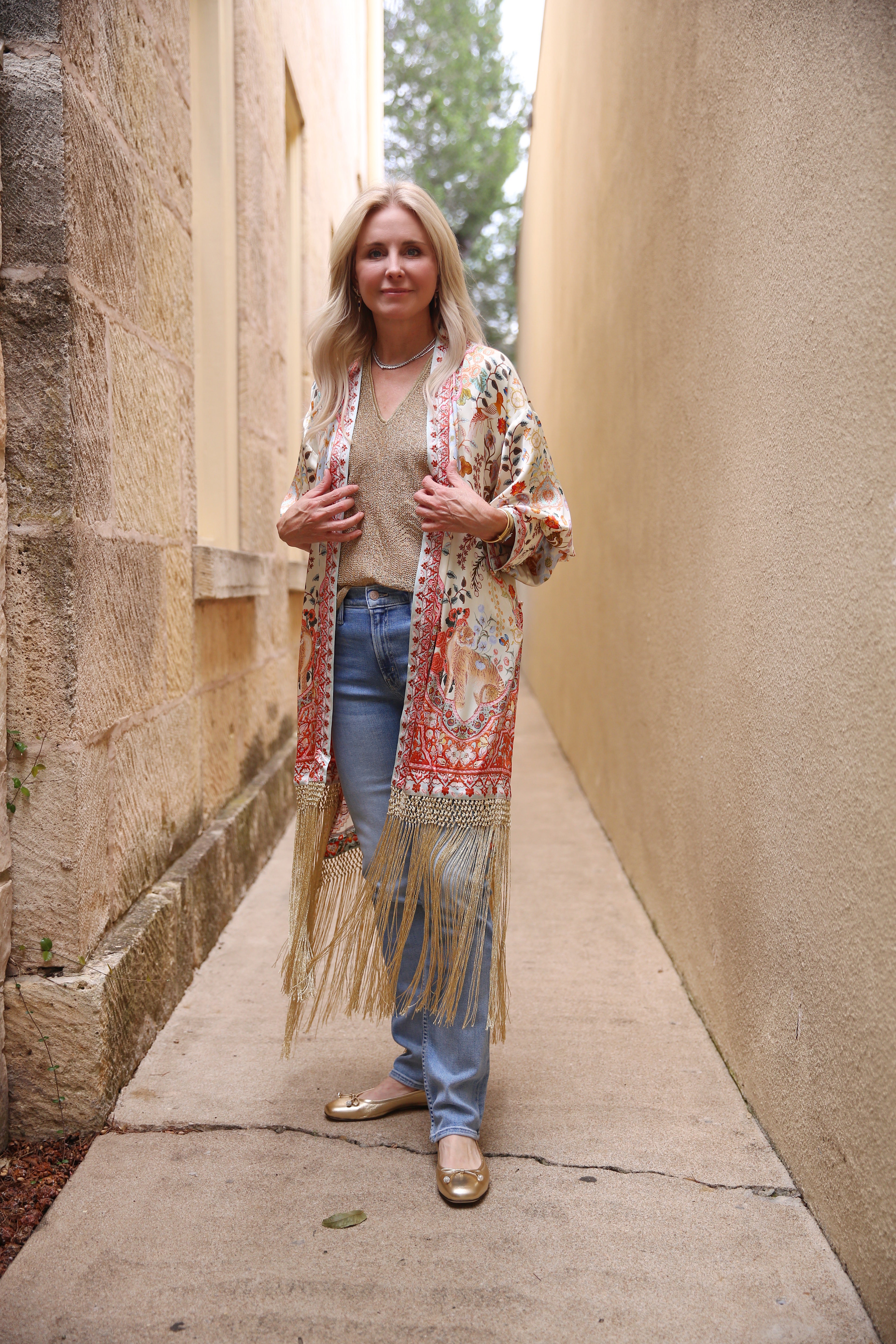 High Low Hem Layer With Cuff Silk Kimono In Honour Of Heirlooms