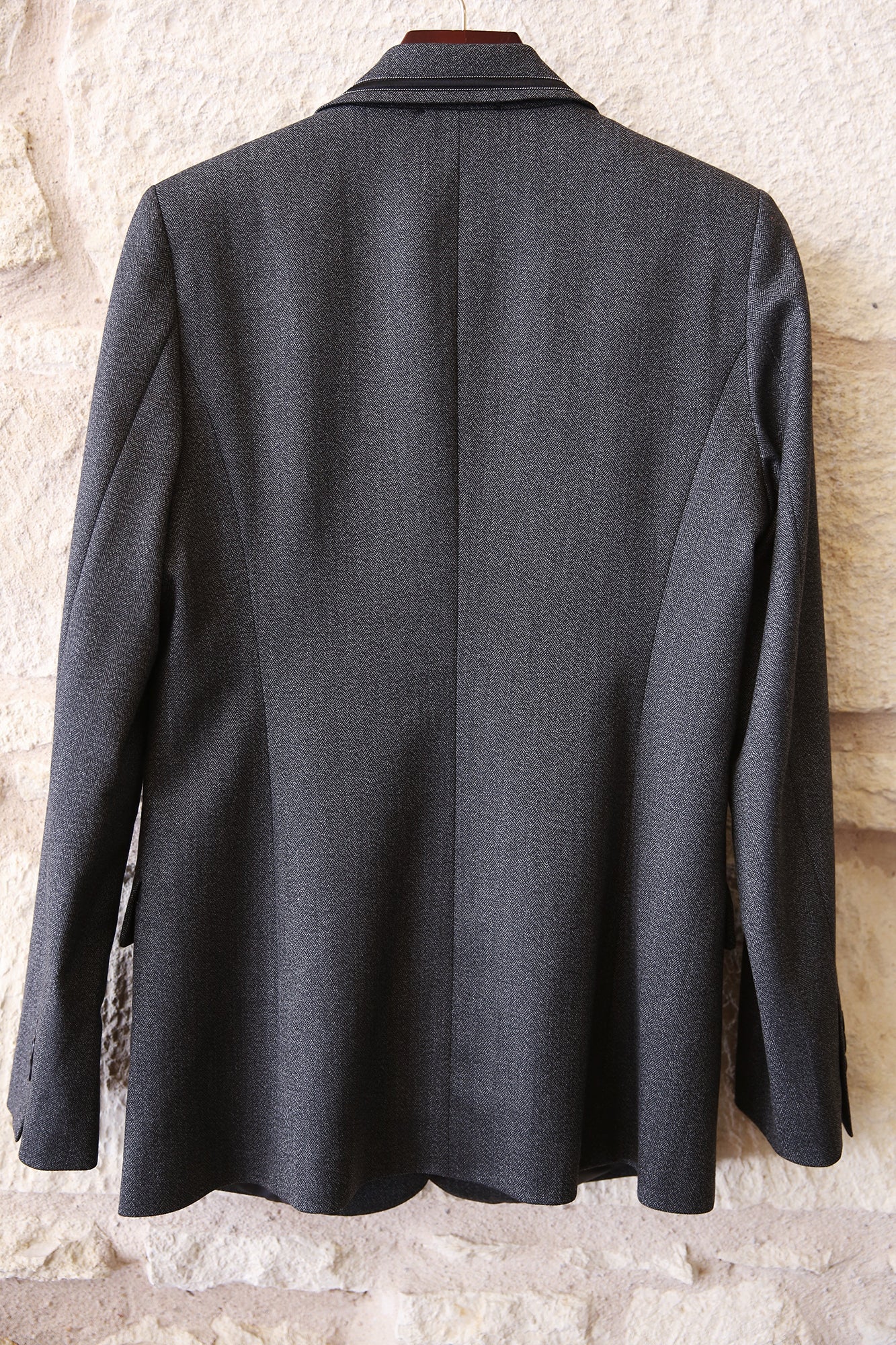 Herringbone Blazer With Detailed Collar
