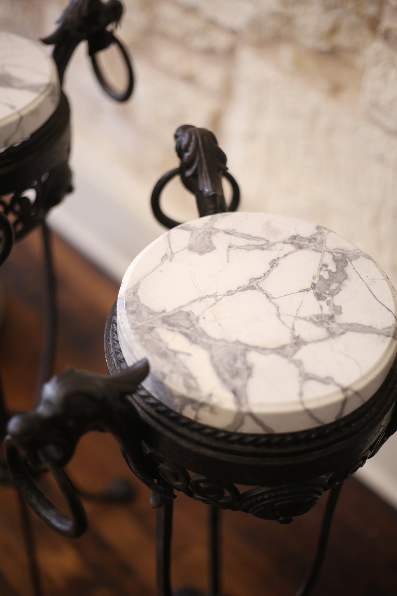 Iron & Marble Plant Stands
