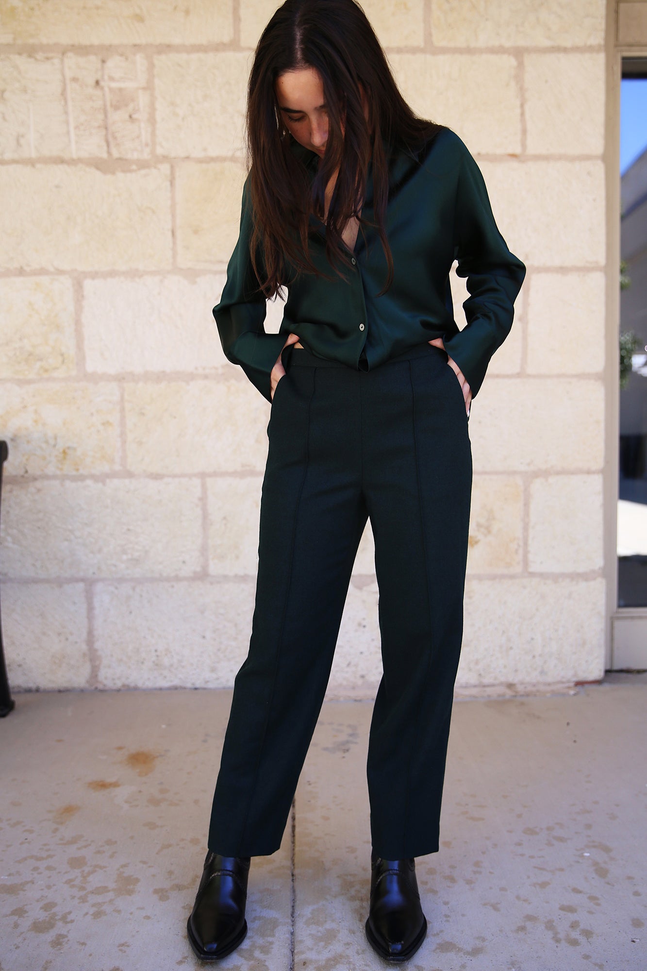 Italian Flannel Mid-Rise Easy Pull-On Pant Sea Onyx