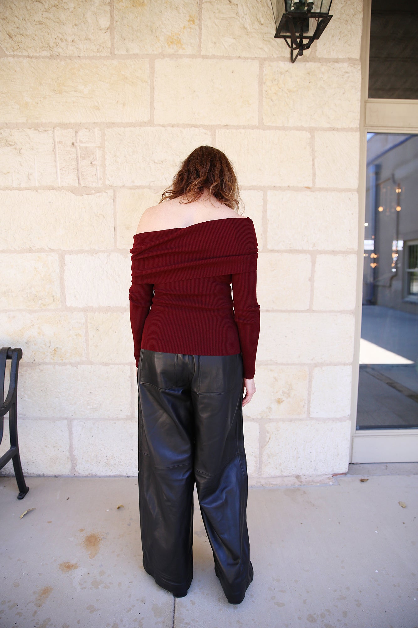 Jones Leather Wide Leg Pant Black