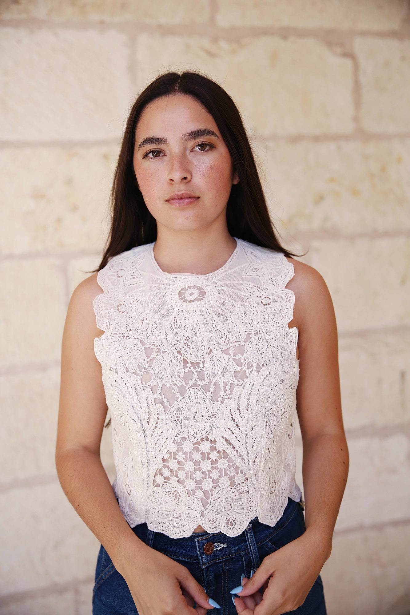 Jael Top Garden Floral Lace Pristine