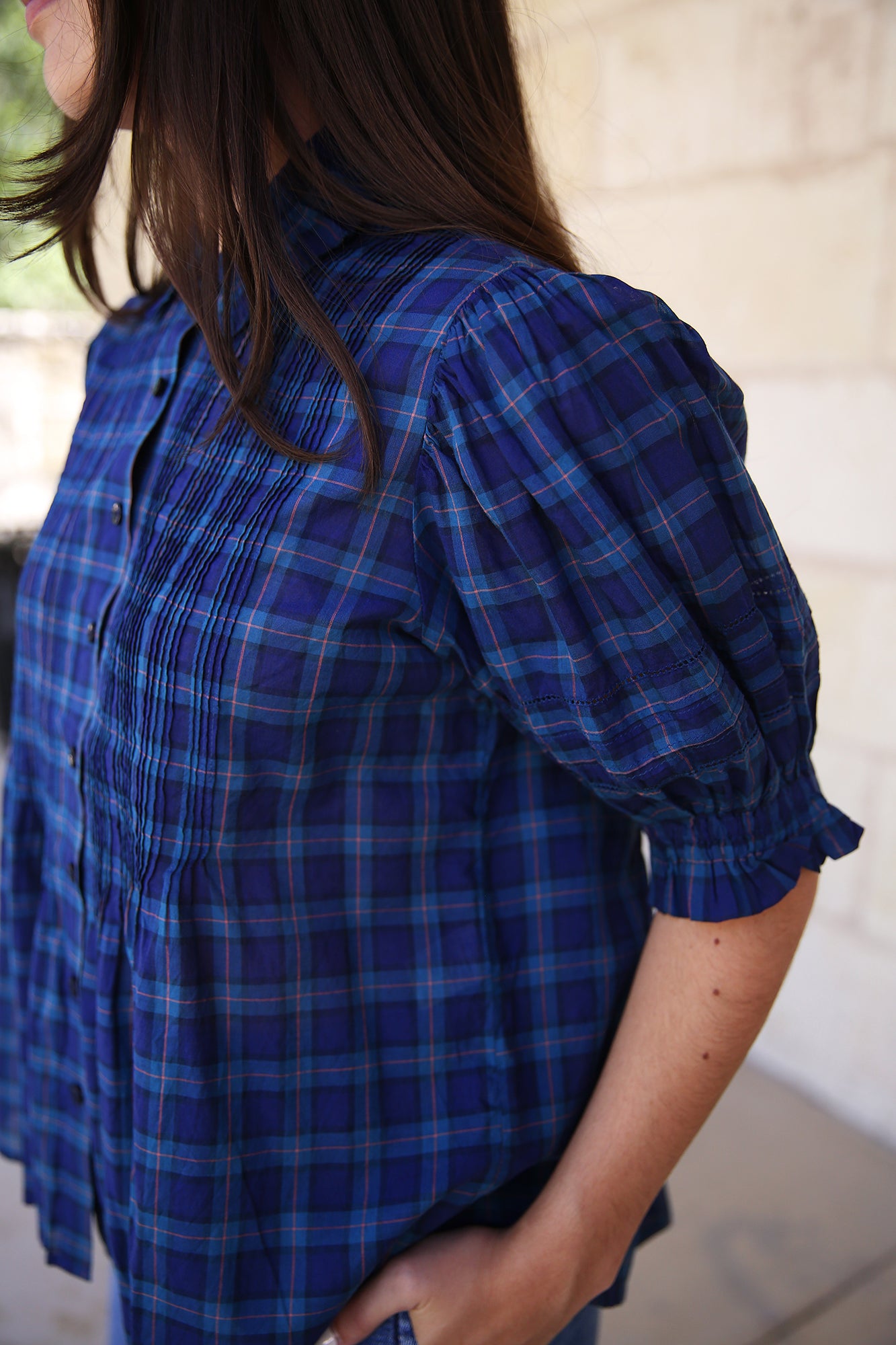 Jess Blouse Oceanside Plaid