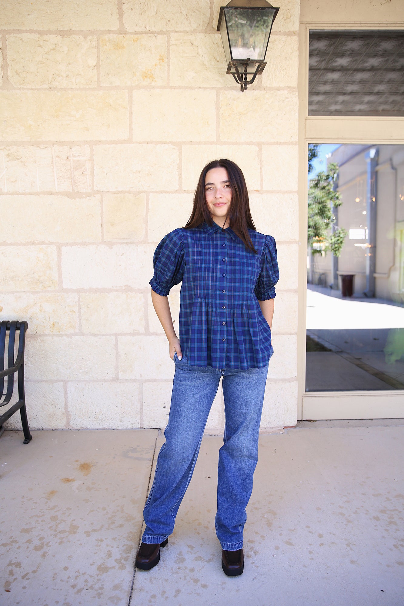 Jess Blouse Oceanside Plaid