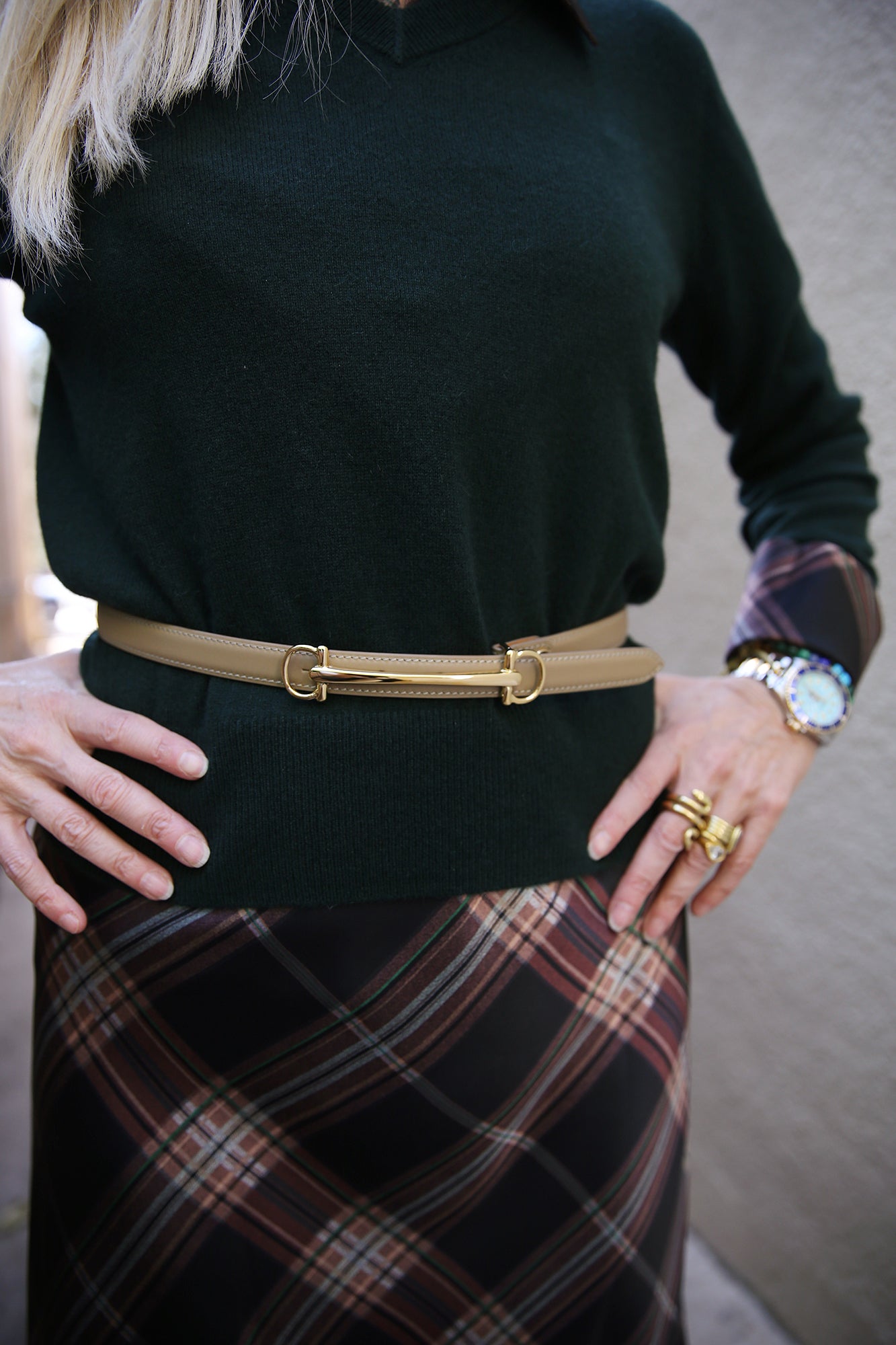 La Brillante 20mm Belt Smooth Calf Leather Gold Buckle Taupe