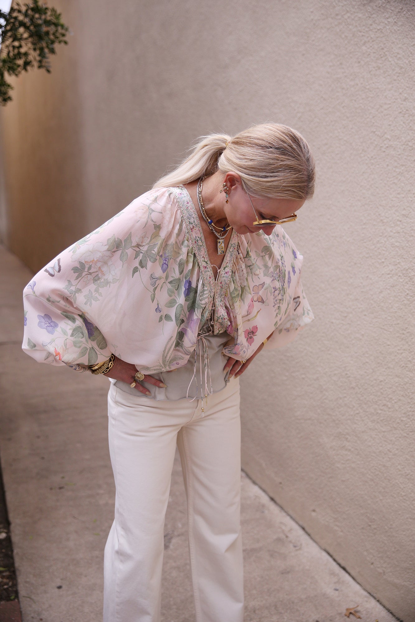 Lace Up Front Blouson Sleeve Blouse Palacio Playground