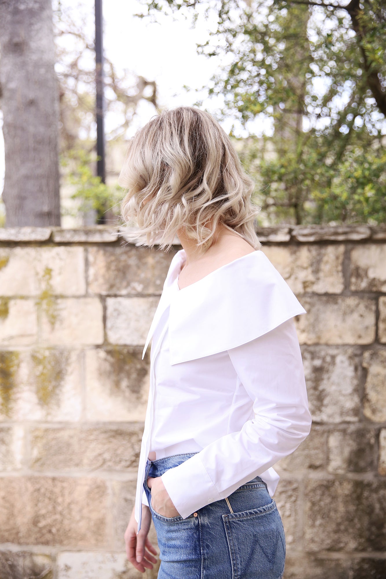 Organic Cotton Poplin Portrait Collar Shirt