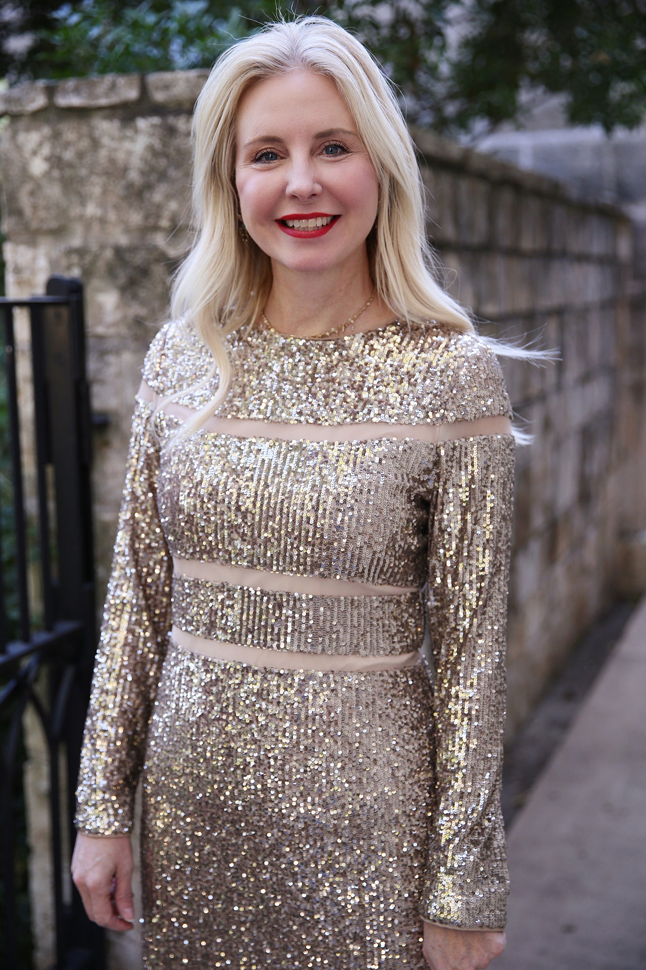 Leo Finesse Sequin Dress Shiny Sand