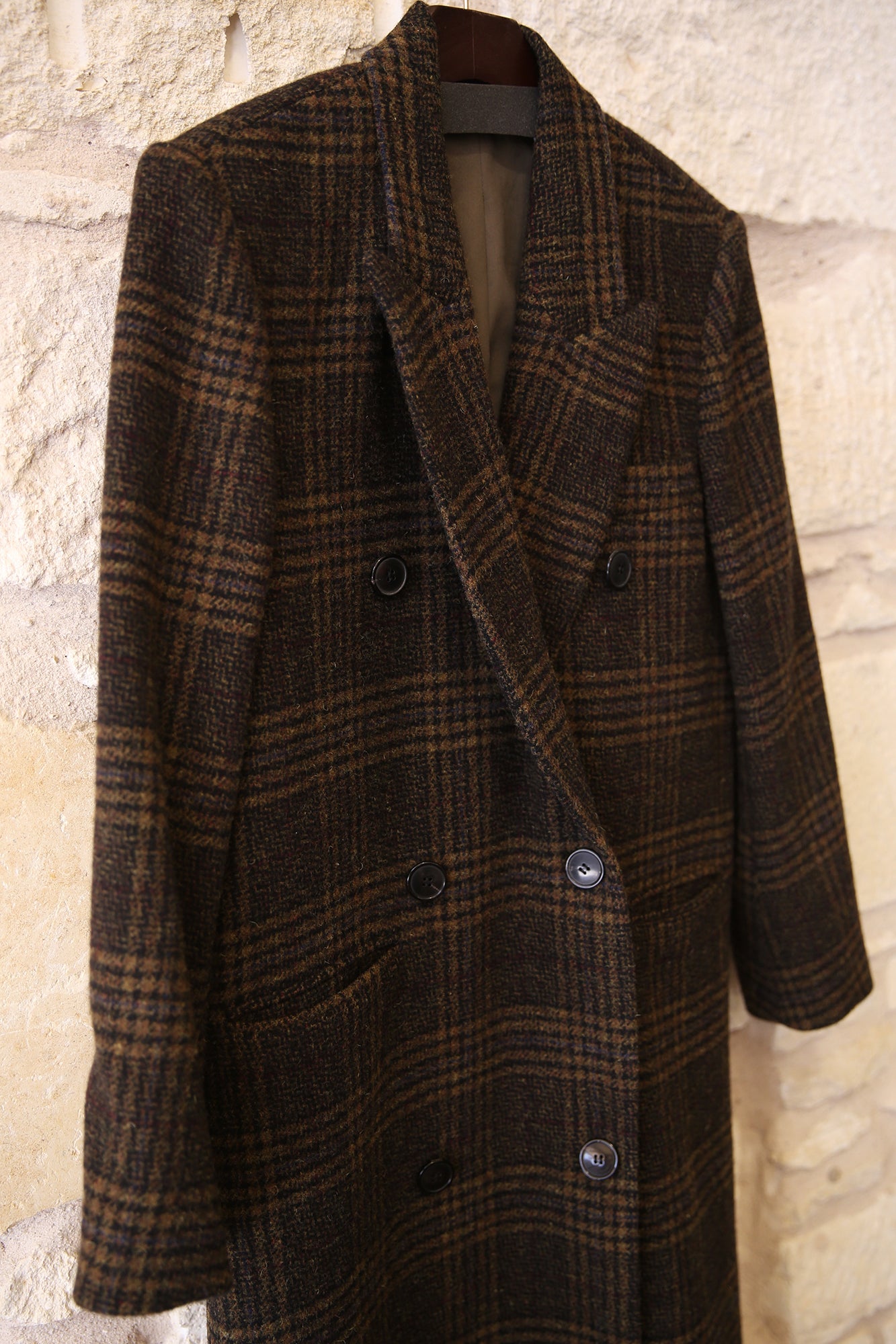 Lexana Long Checkered Wool Coat