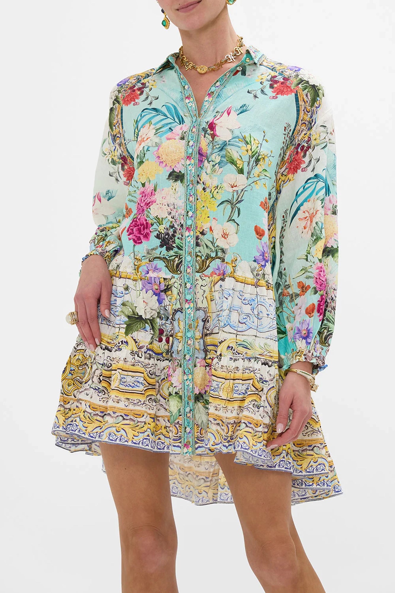 Long Sleeve Tiered Short Dress Gardens Of Queluz