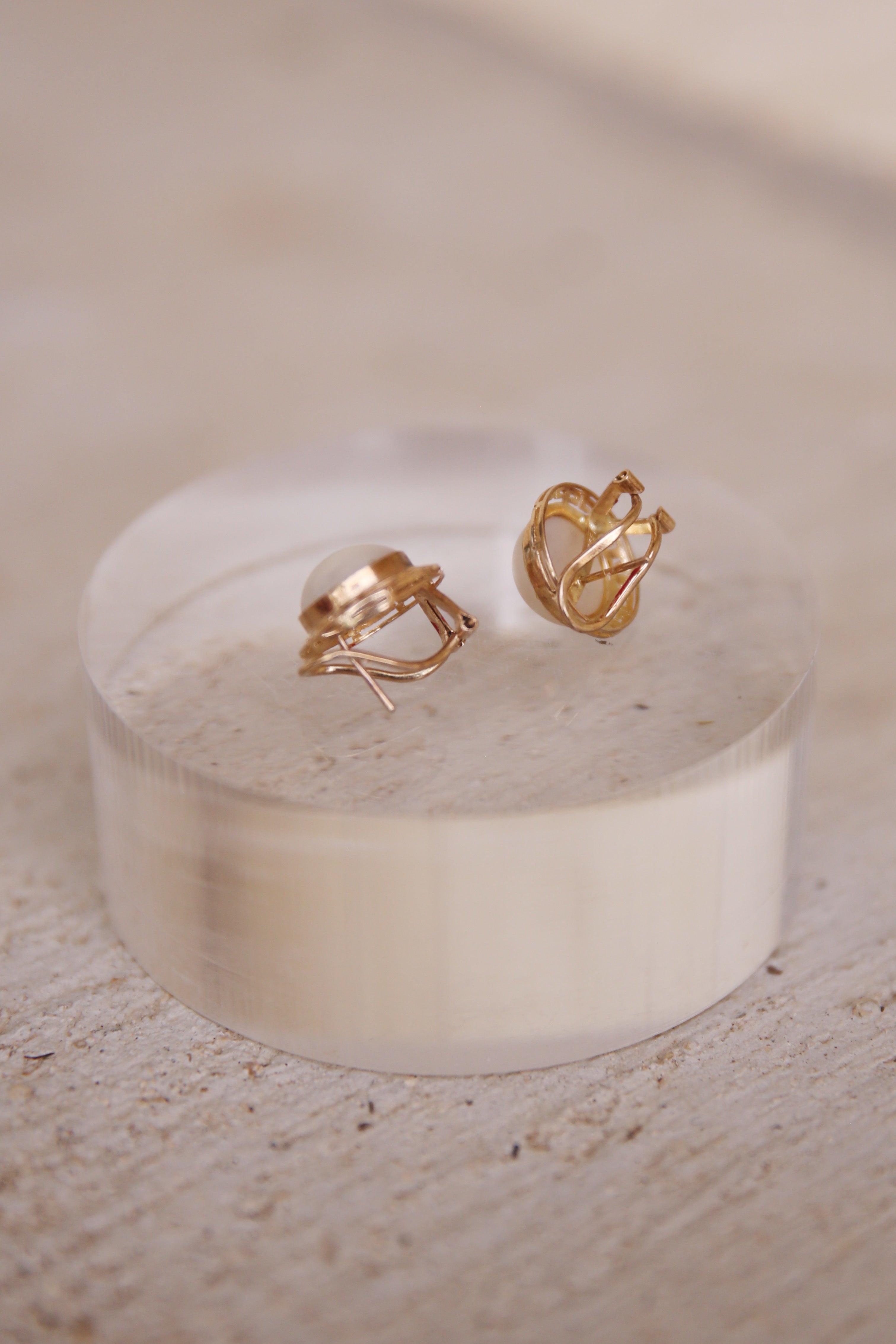 Mabe Pearl Earrings 14K YG