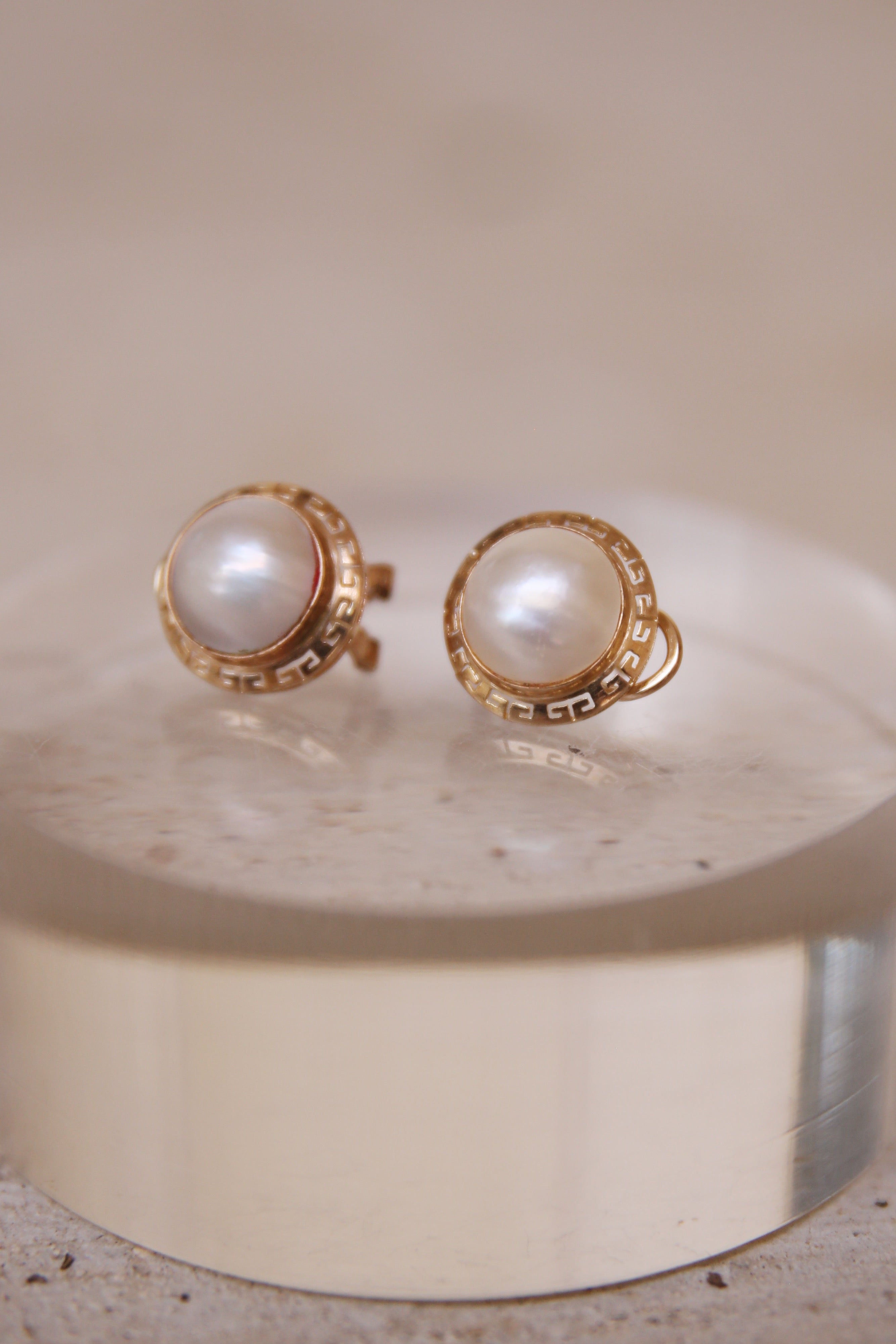 Mabe Pearl Earrings 14K YG