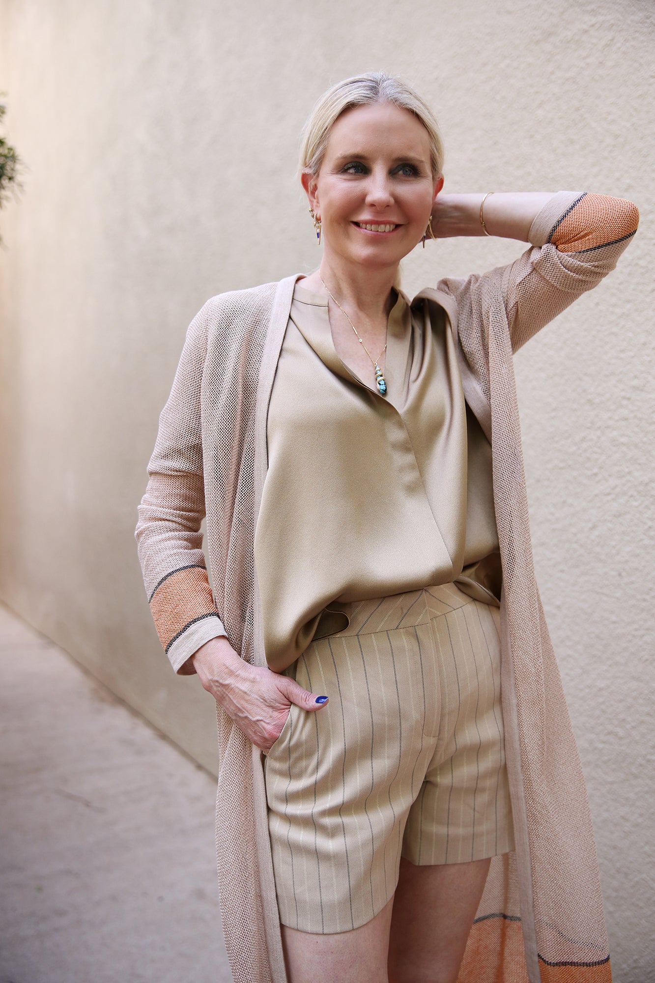 Ourika Gardens Weida Model Shorts With Lurex Stripes Deep Sand