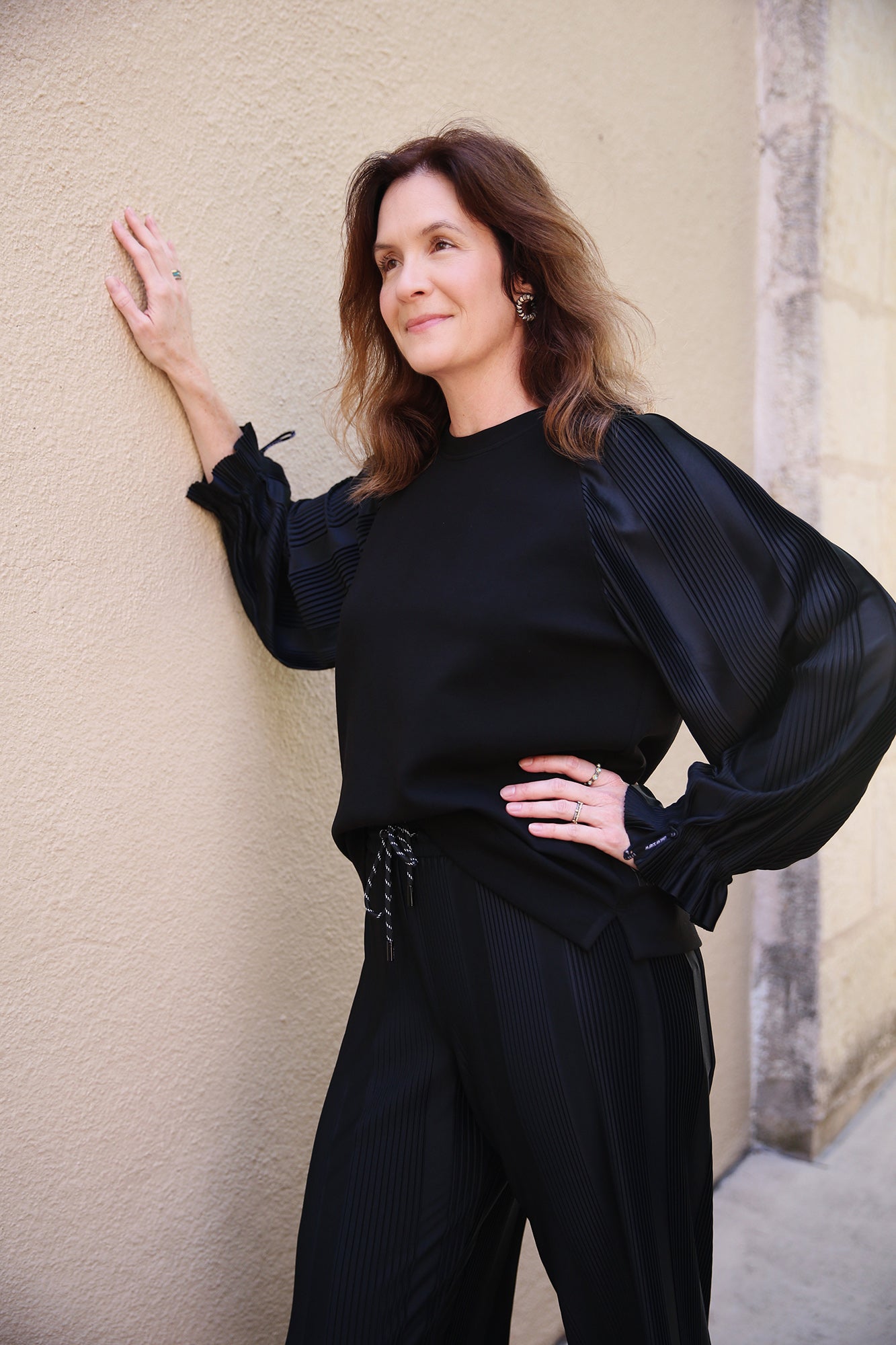 Fit For Leo Sweatshrt With Pleated Sleeves Black