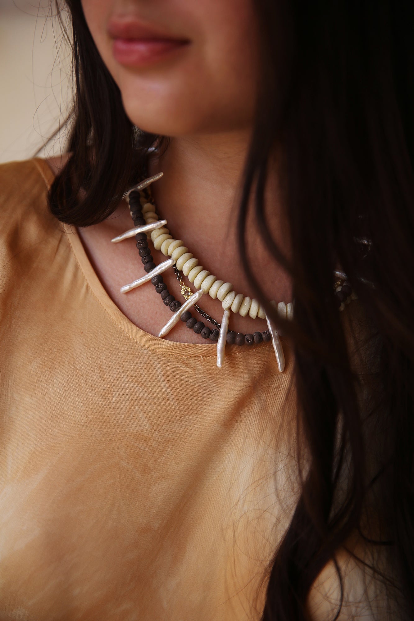 White Shell W/Diamond Clasp