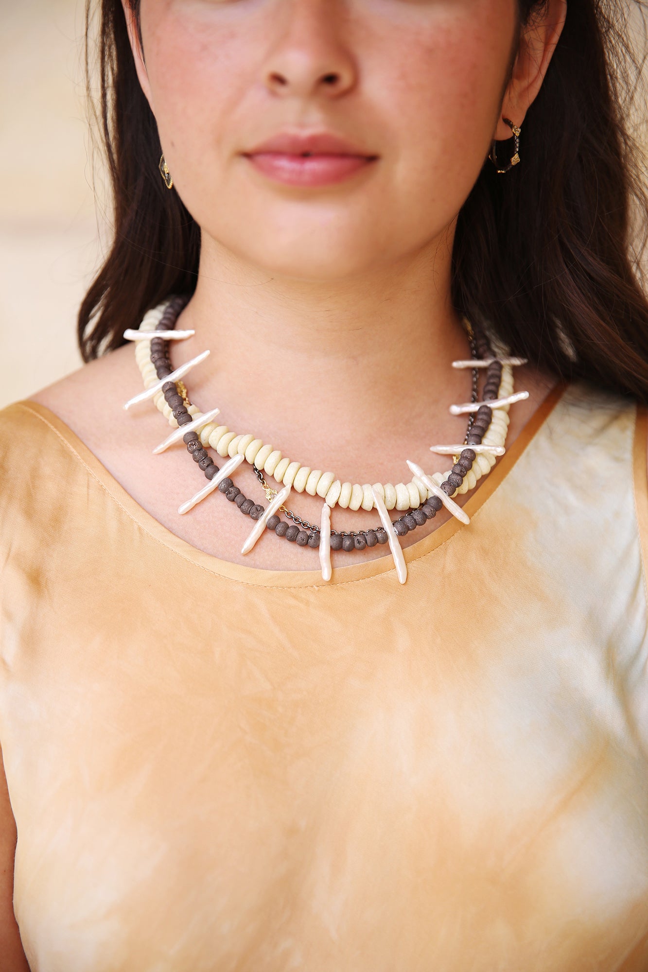 White Shell W/Diamond Clasp