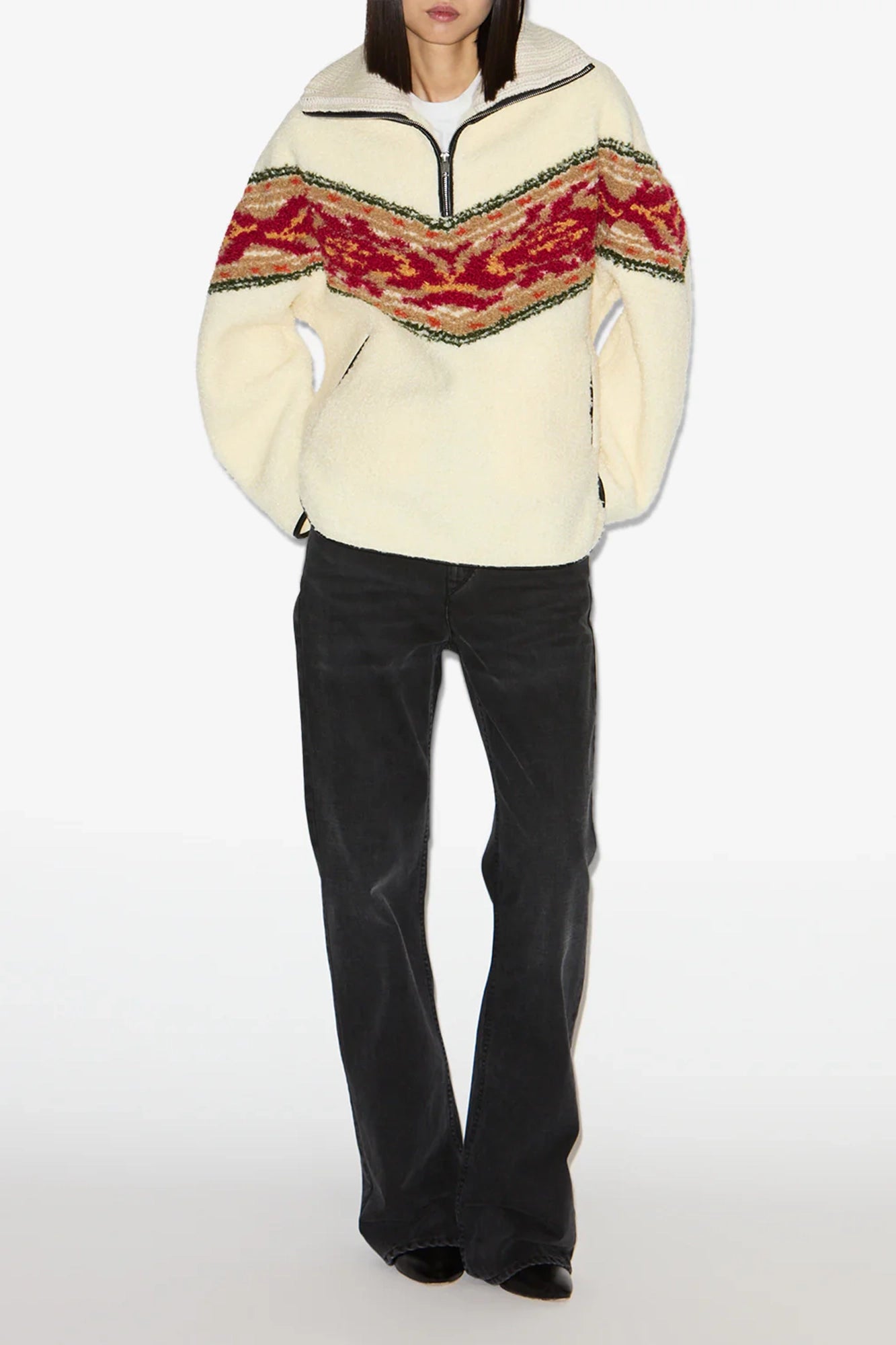 Marner Shearling Style Zip-Up Collar Pullover Coat