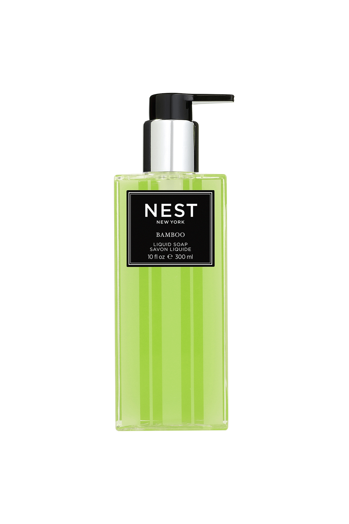 Formulated with green notes and hints of sparkling citrus, Bamboo Liquid Soap from Nest provides an invigorating shower experience. This bestselling fragrance in each 300 pump bottle lasts long and offers a refreshing, calming experience.