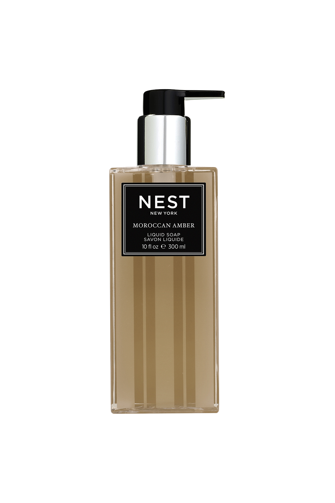 Experience the luxurious, exotic scent of Moroccan Amber with this Liquid Soap from Nest. Featuring a blend of sweet patchouli, heliotrope, and bergamot with a hint of eucalyptus, this soap offers 300 pumps per bottle for a long-lasting, aromatic experience.