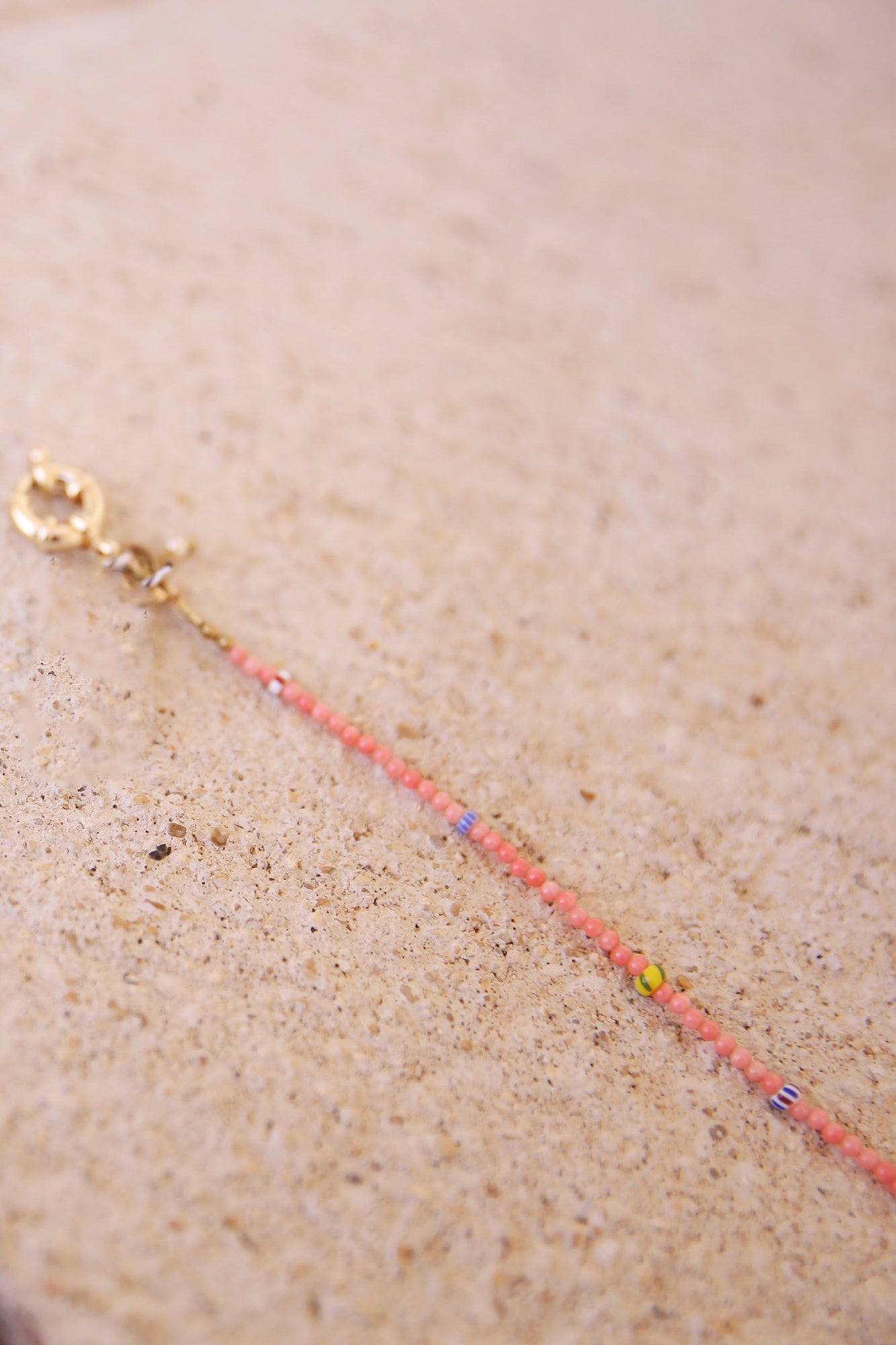 Necklace of Pink Coral w/ African Trade Beads + Heart Charm