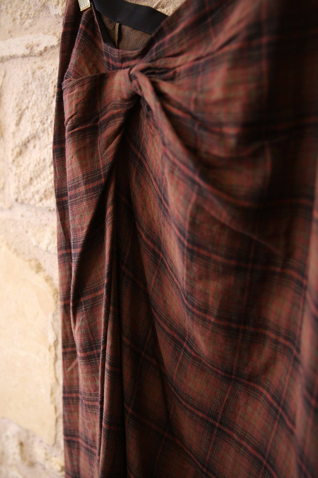 Nicole Draped Checkered Midi Skirt