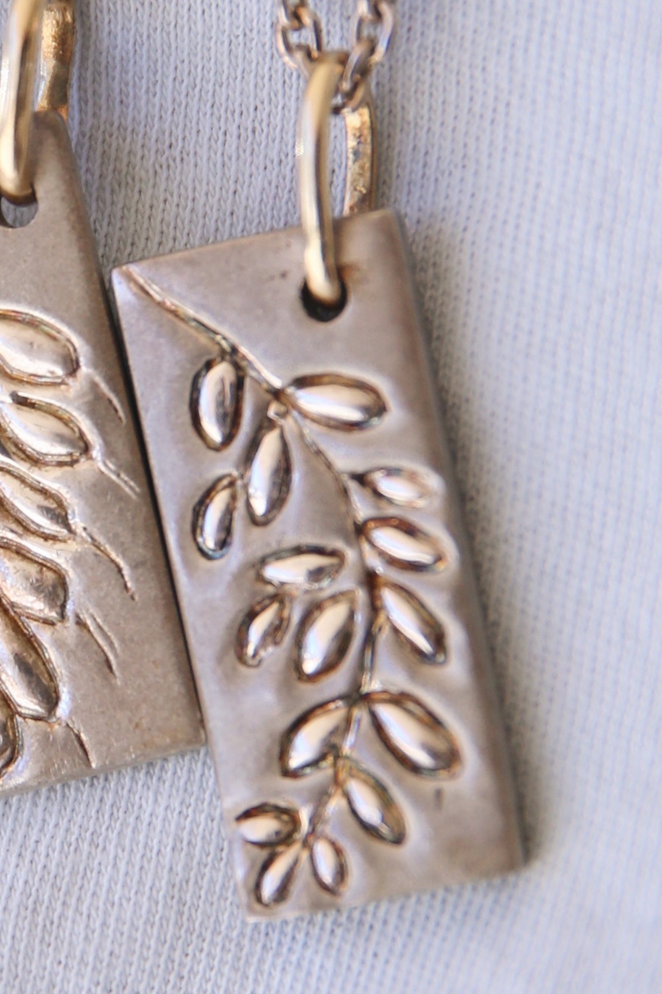 NSHAMI Lavender Tile Necklace Sterling Silver and Gold