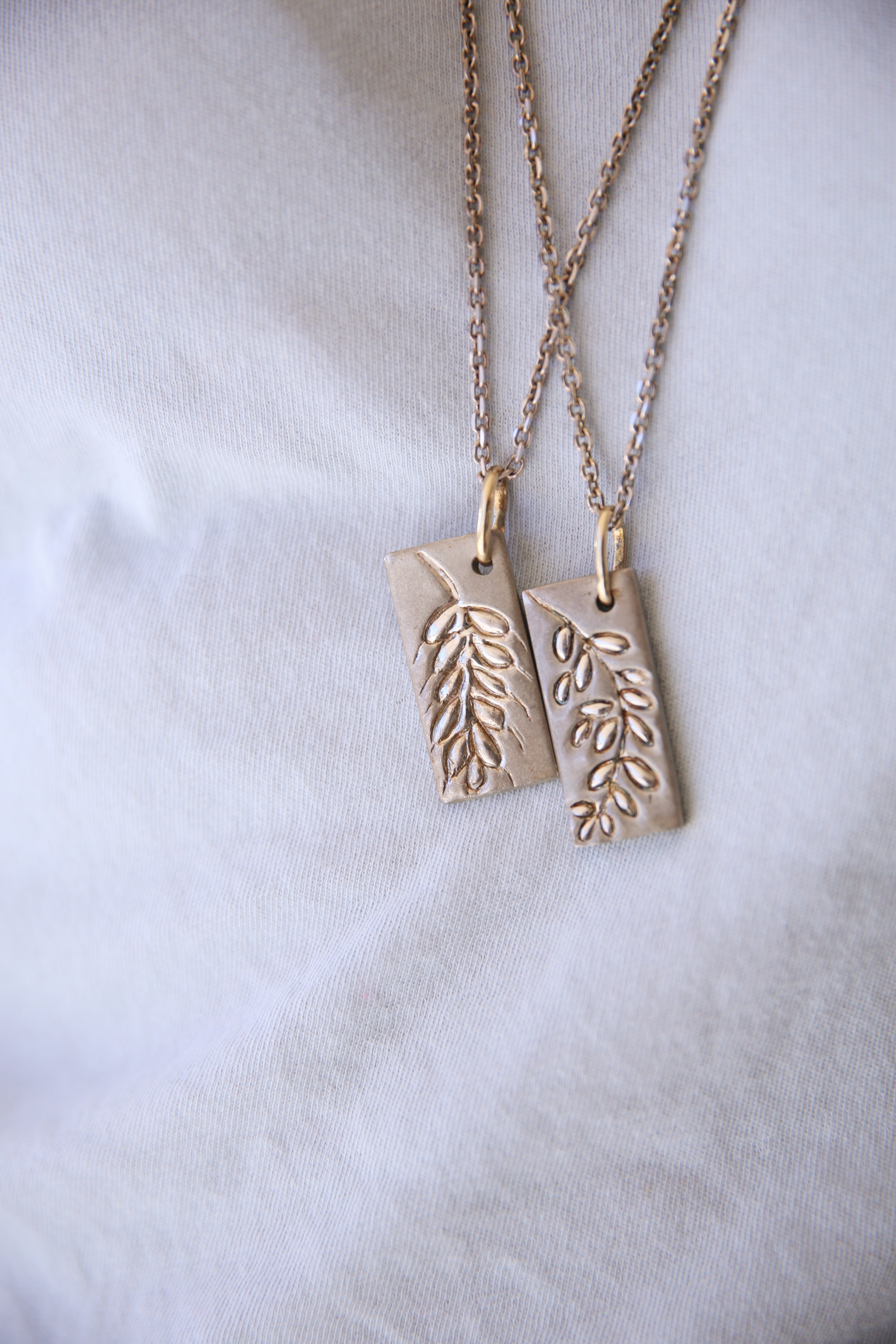 NSHAMI Lavender Tile Necklace Sterling Silver and Gold