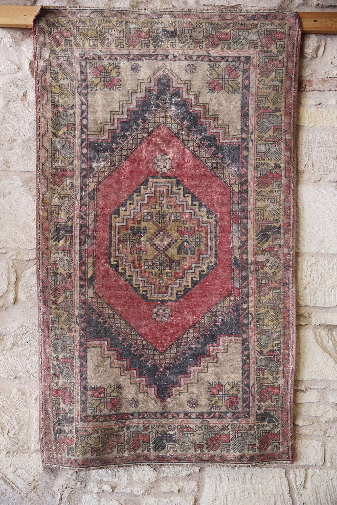 OH Vintage Turkish Runner Red/Black/Yellow, 4’1” x 7’