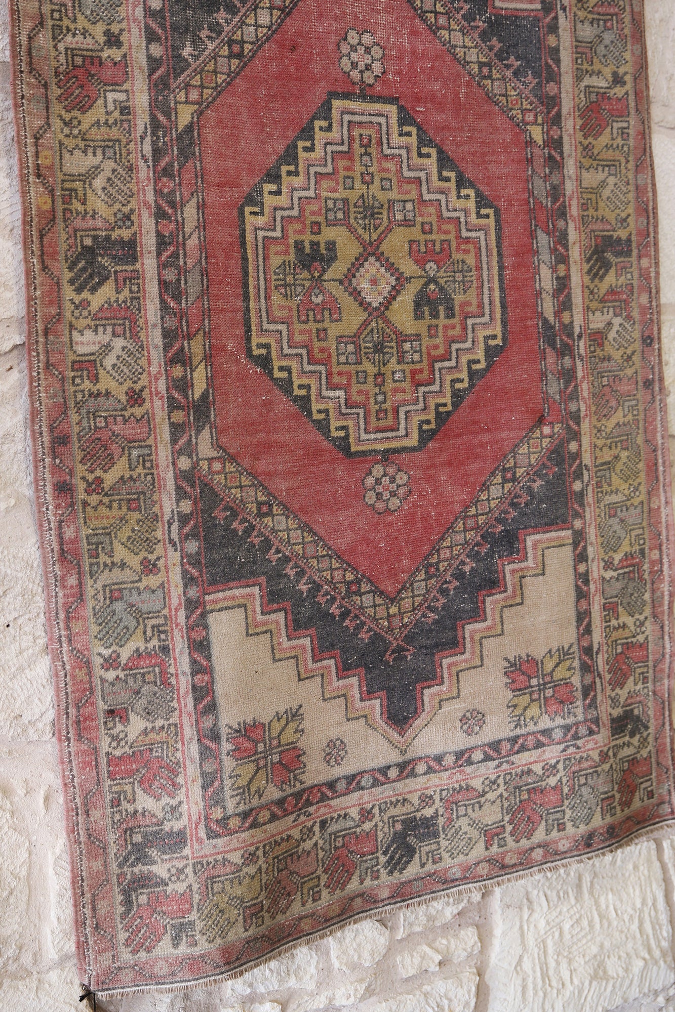 OH Vintage Turkish Runner Red/Black/Yellow, 4’1” x 7’