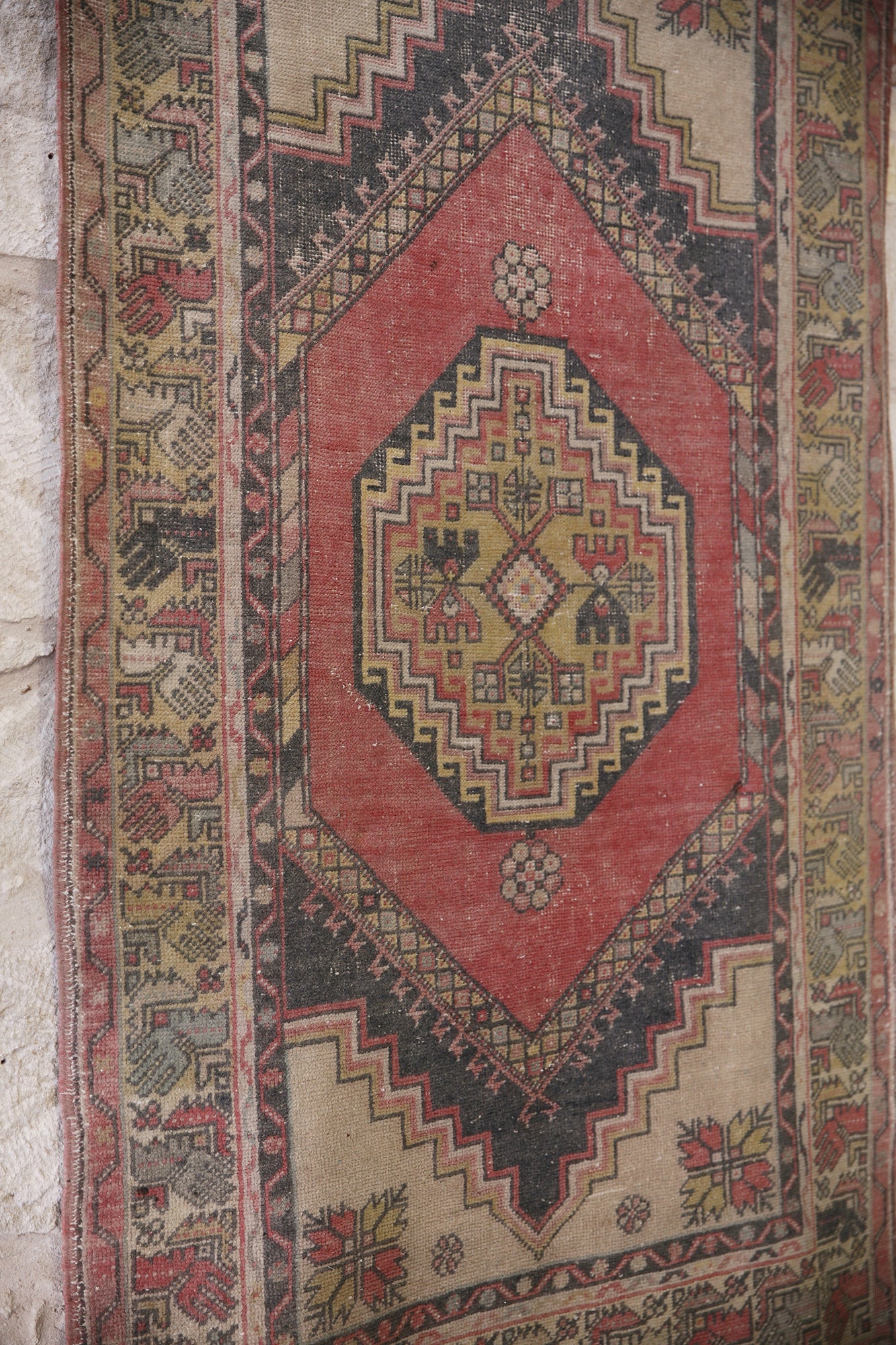 OH Vintage Turkish Runner Red/Black/Yellow, 4’1” x 7’