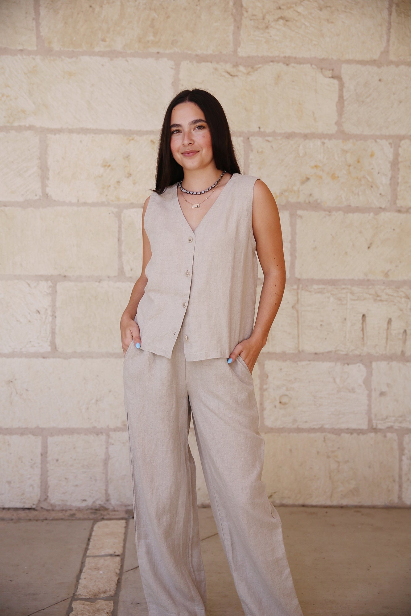 Organic Linen Vest Undyed Natural