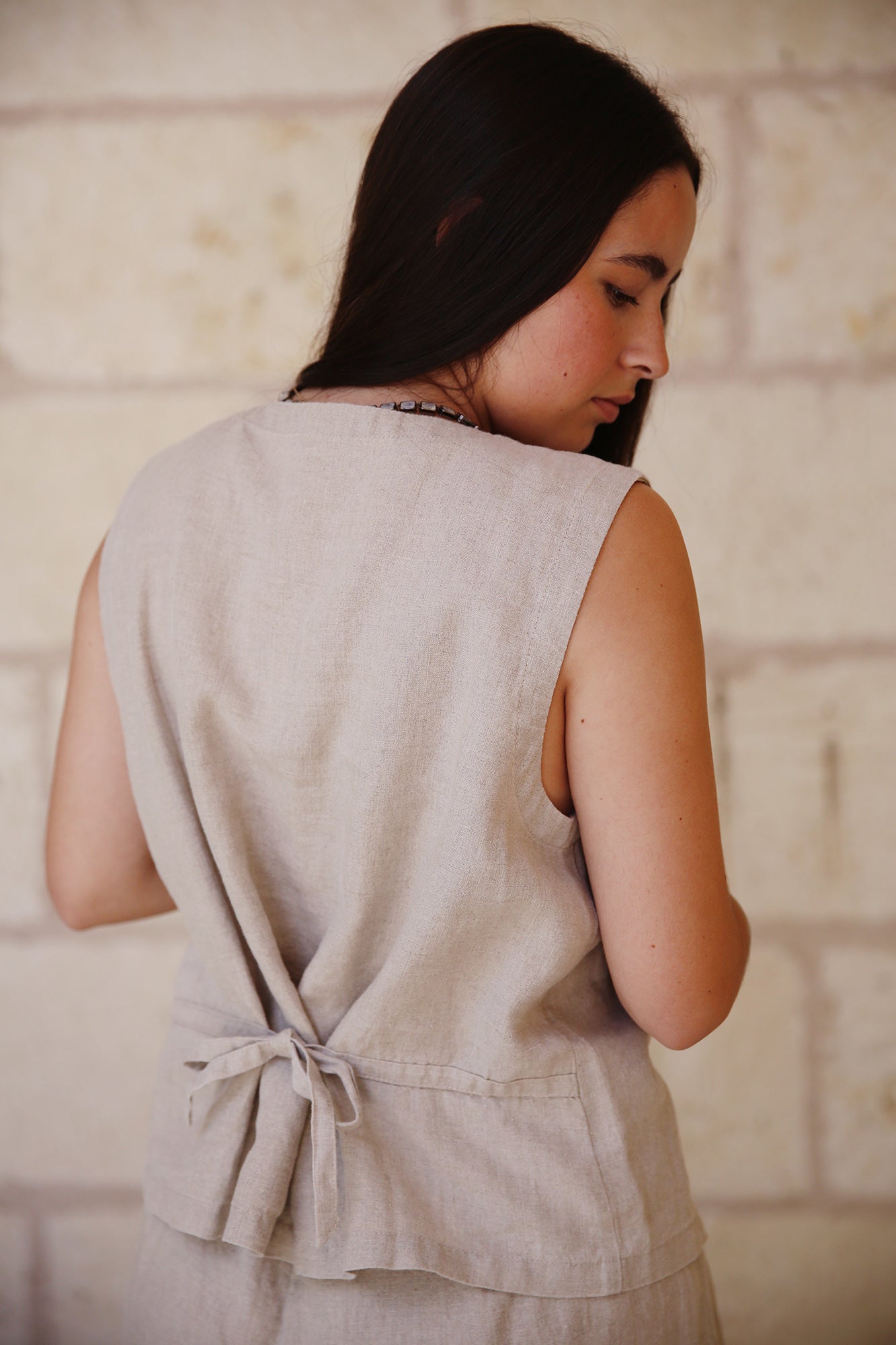 Organic Linen Vest Undyed Natural
