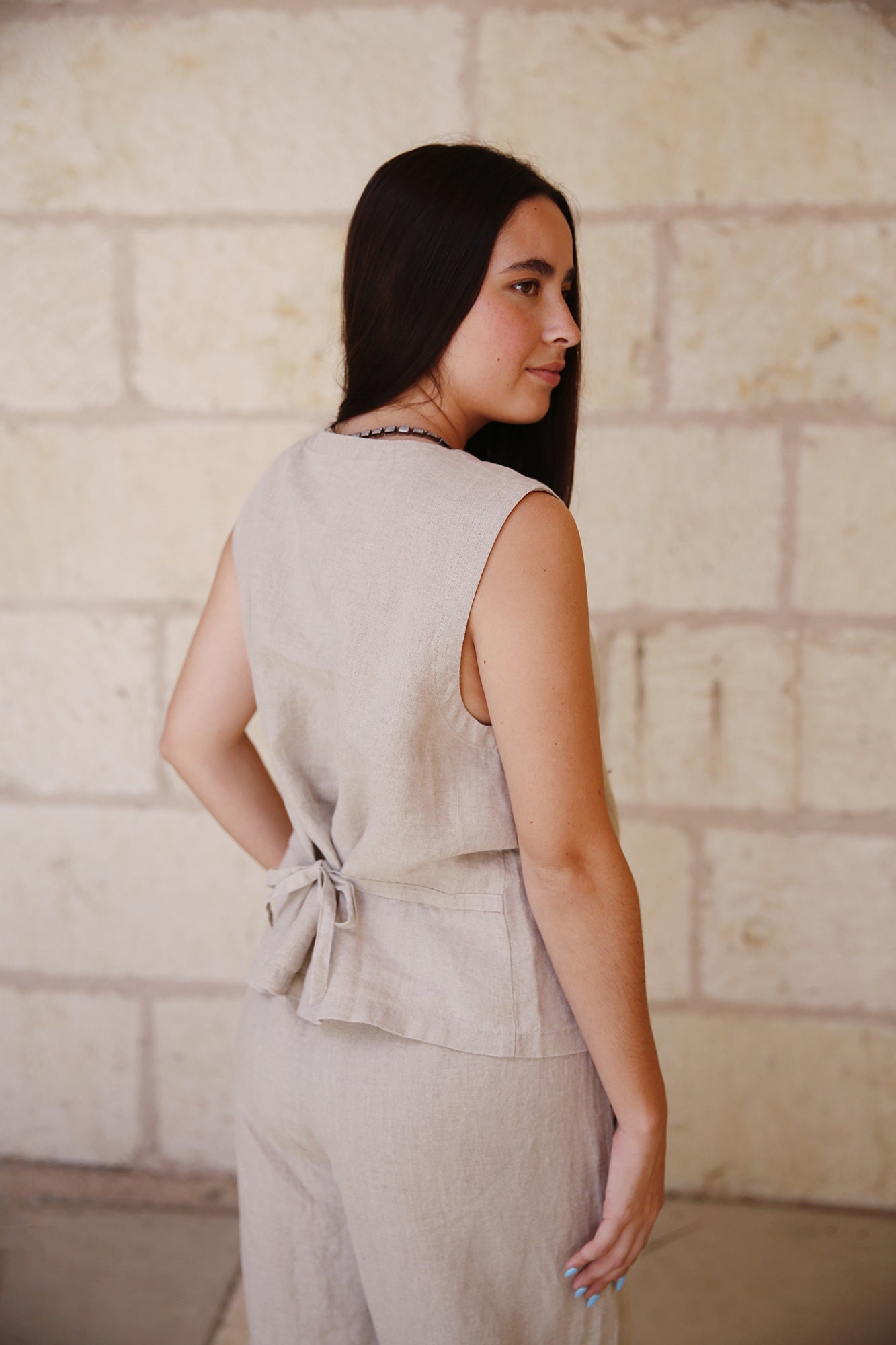 Organic Linen Vest Undyed Natural
