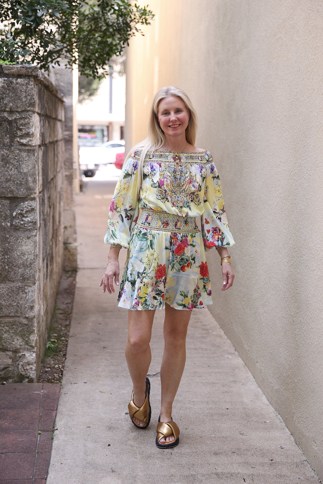 Off Shoulder Short Dress Flor Fantastica