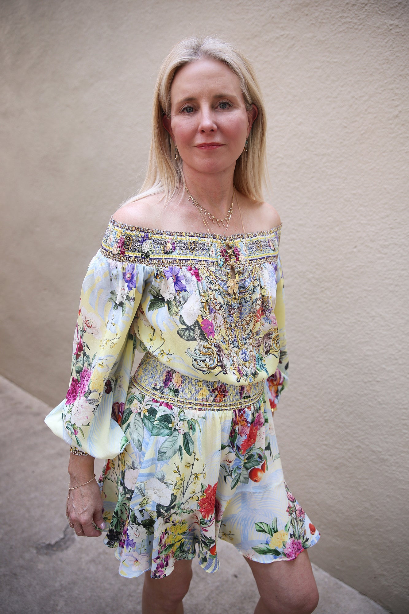 Off Shoulder Short Dress Flor Fantastica