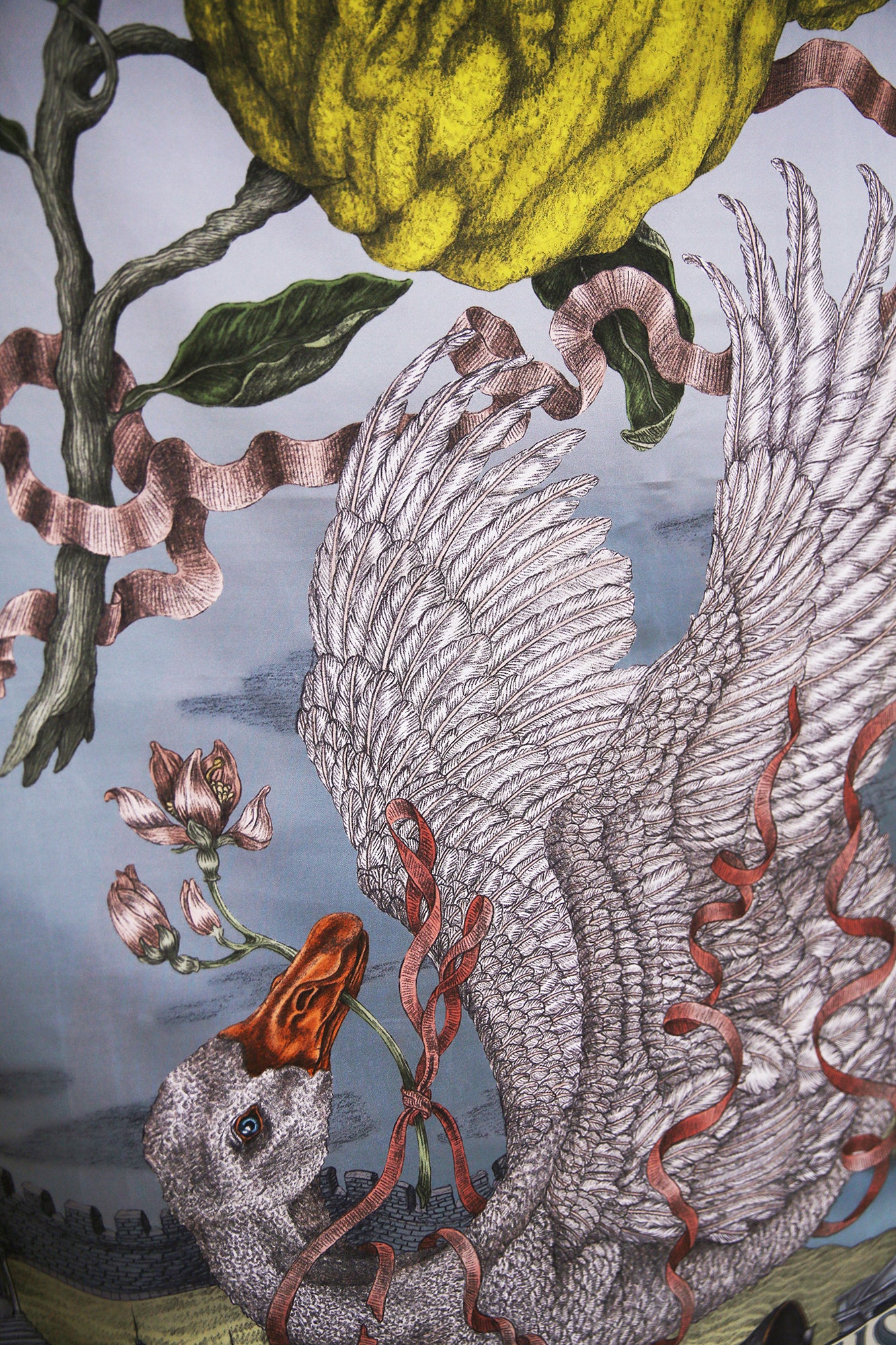 Oranges and Lemons 100% Silk Twill Rectangular Scarf 135cm x 195cm