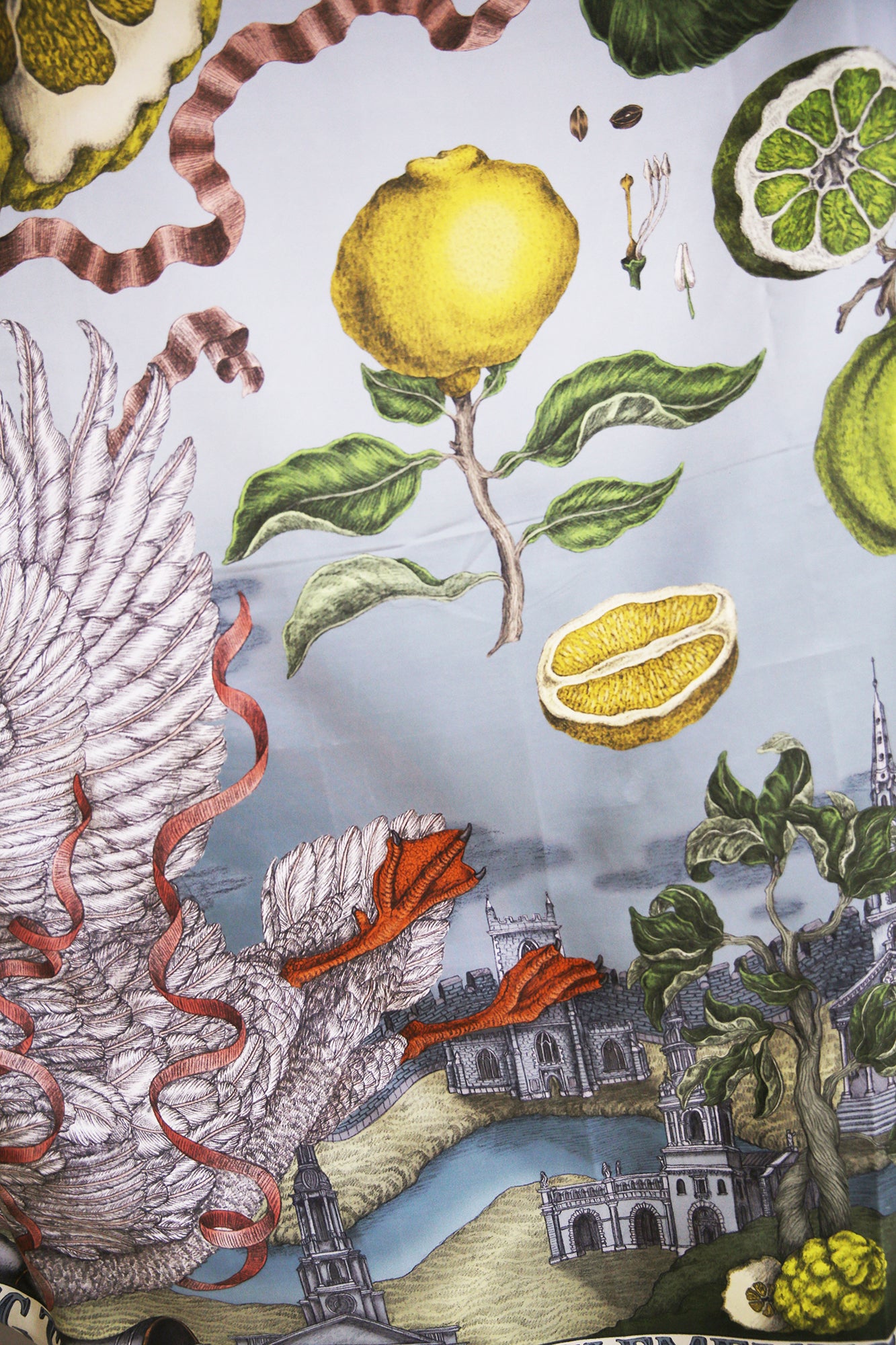 Oranges and Lemons 100% Silk Twill Rectangular Scarf 135cm x 195cm