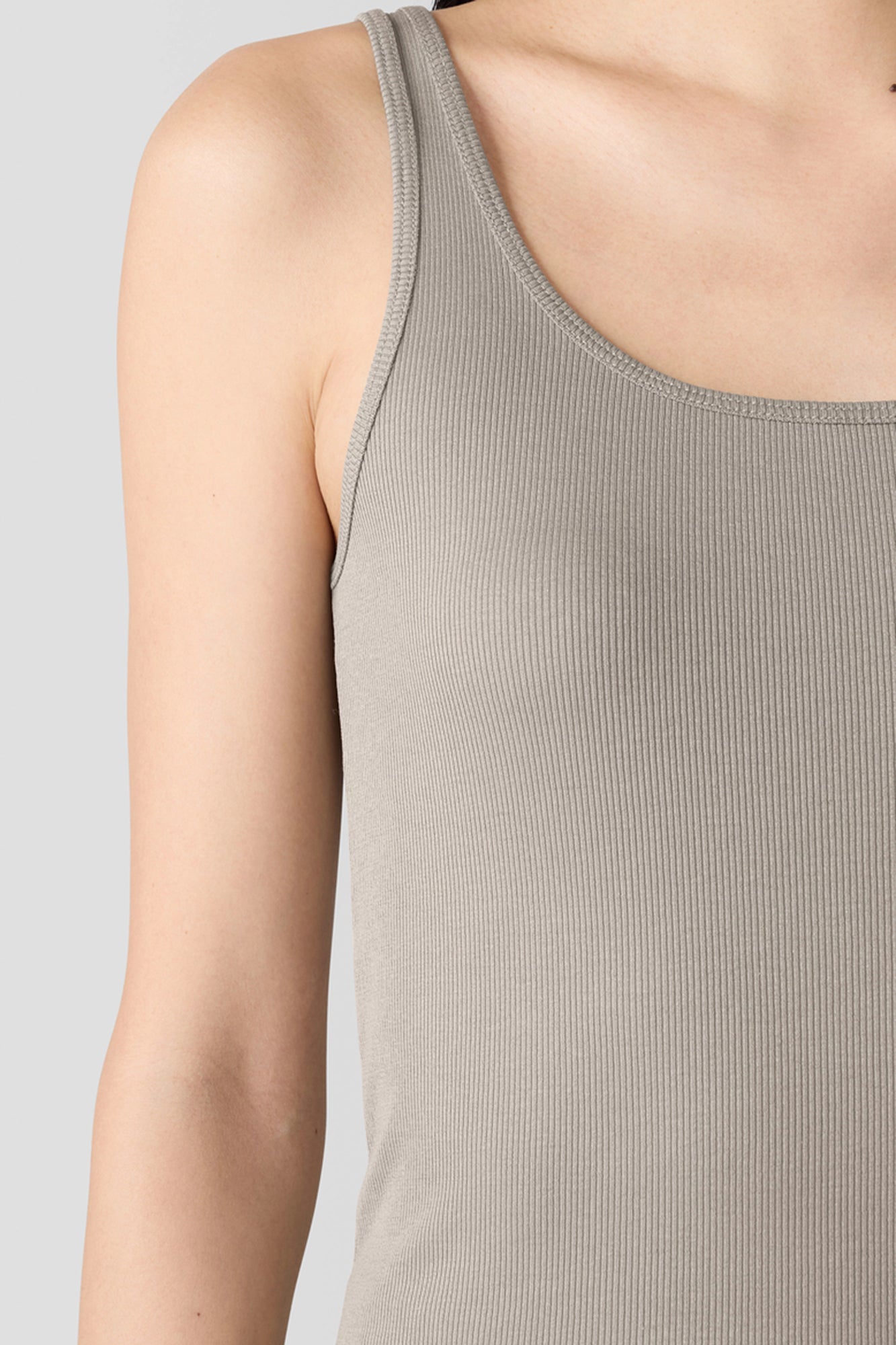 Organic Cotton Stretch Long Scoop Neck Skinny Rib Tank Dove