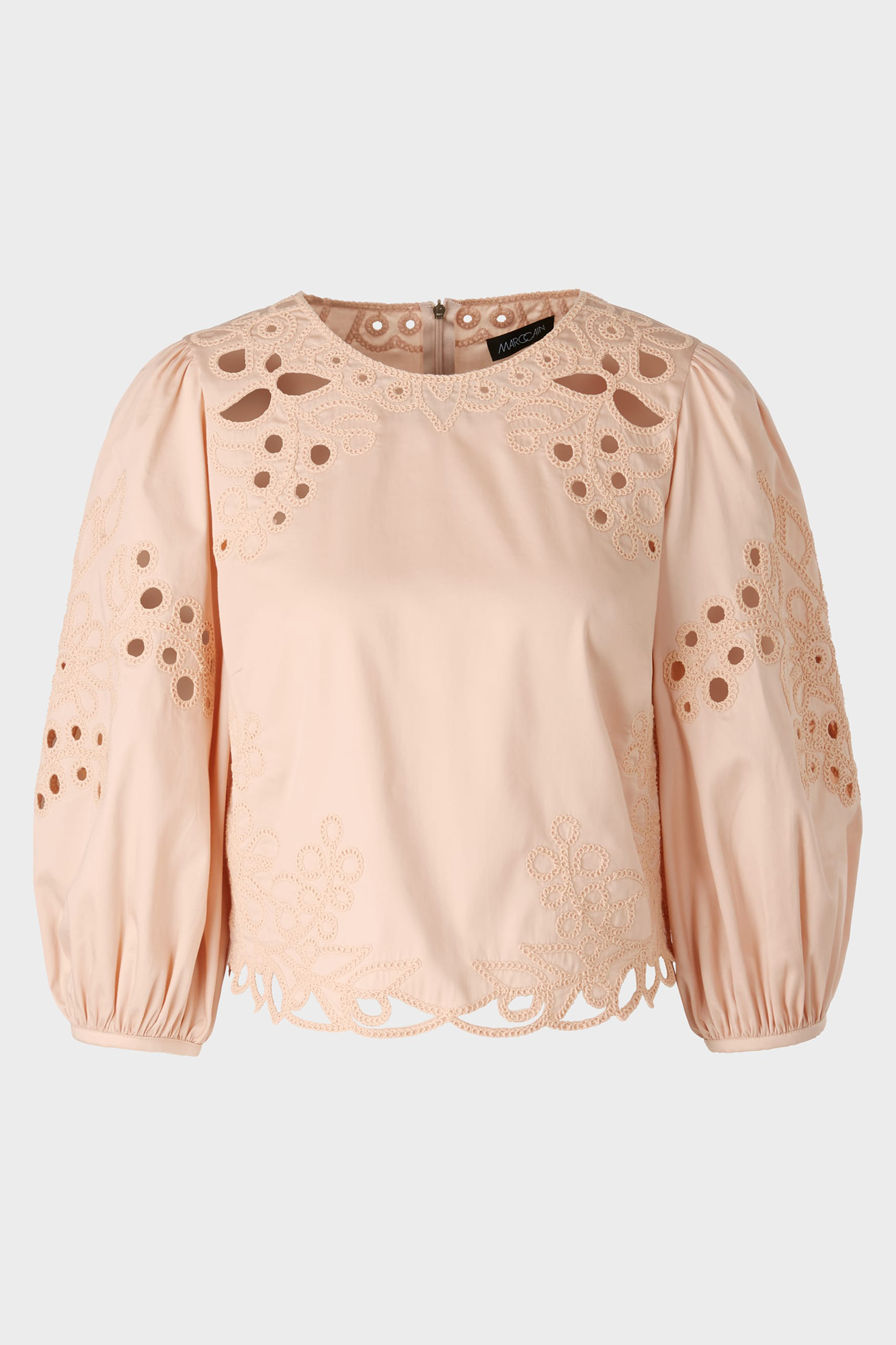 Ourika Gardens Short Cotton Eyelet Embroidery Blouse Soft Rose
