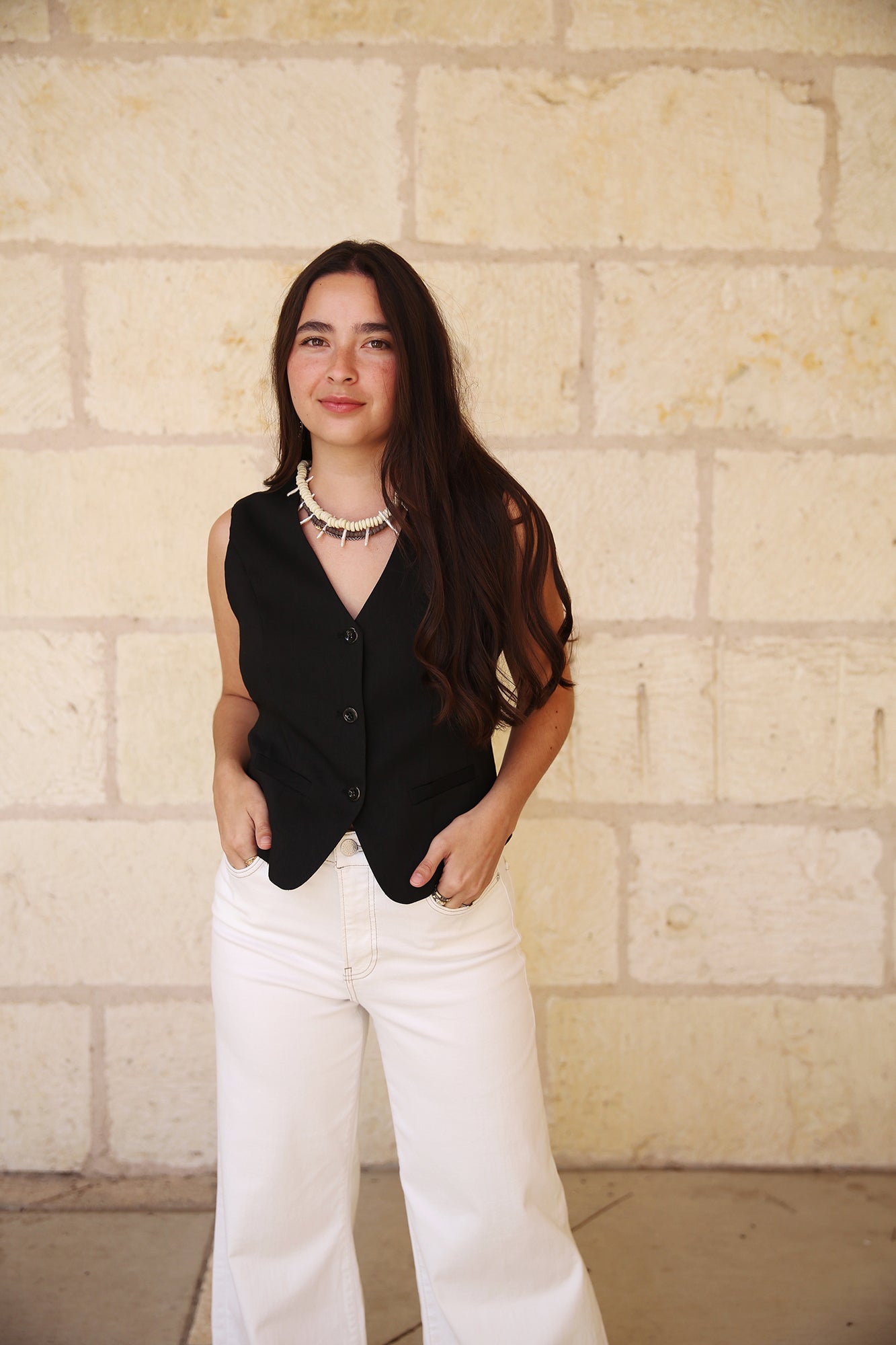Ourika Gardens Close-Fitting Waistcoat Black
