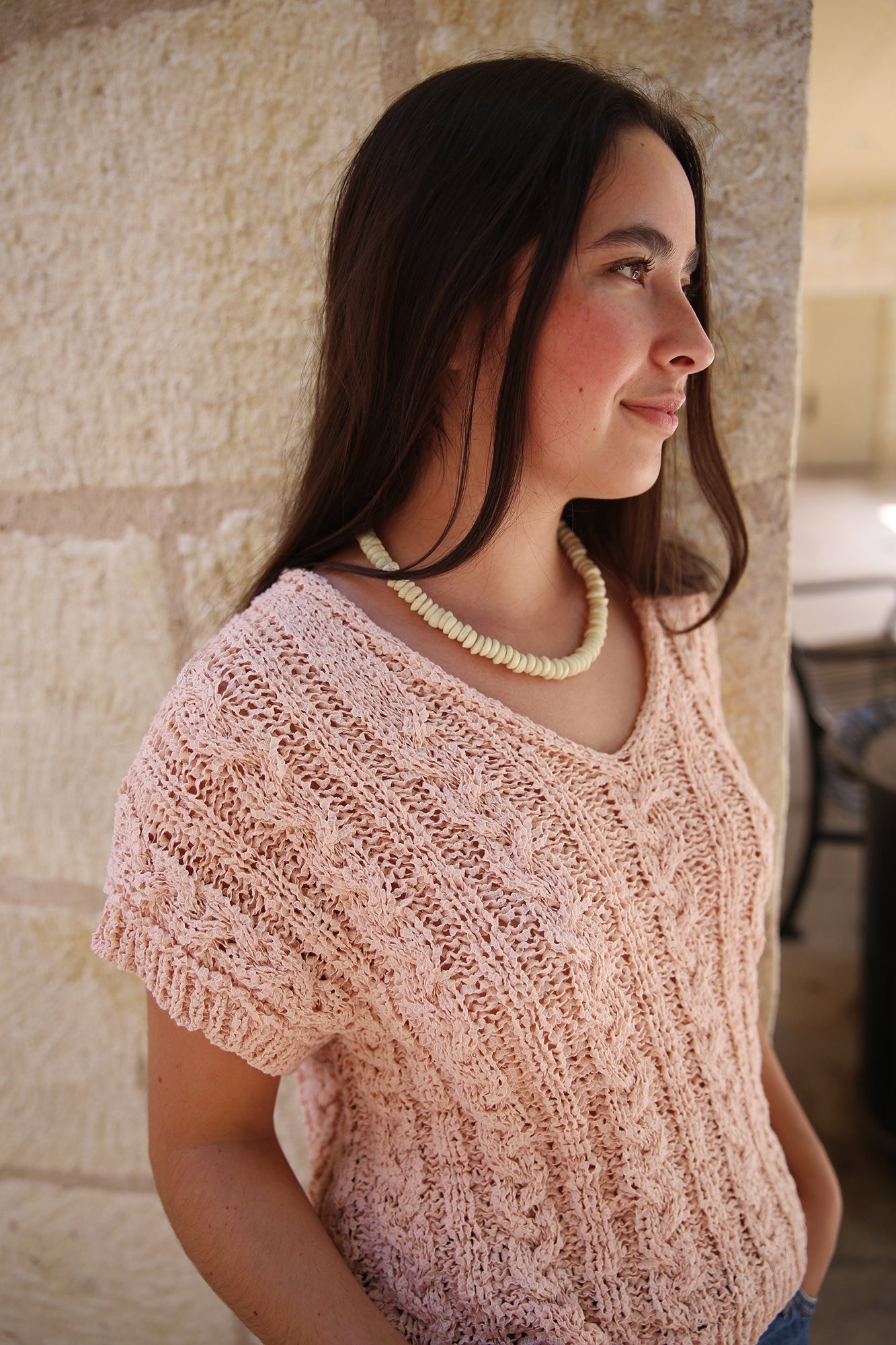Ourika Gardens Tank Top in Knit Rethink Together Soft Rose