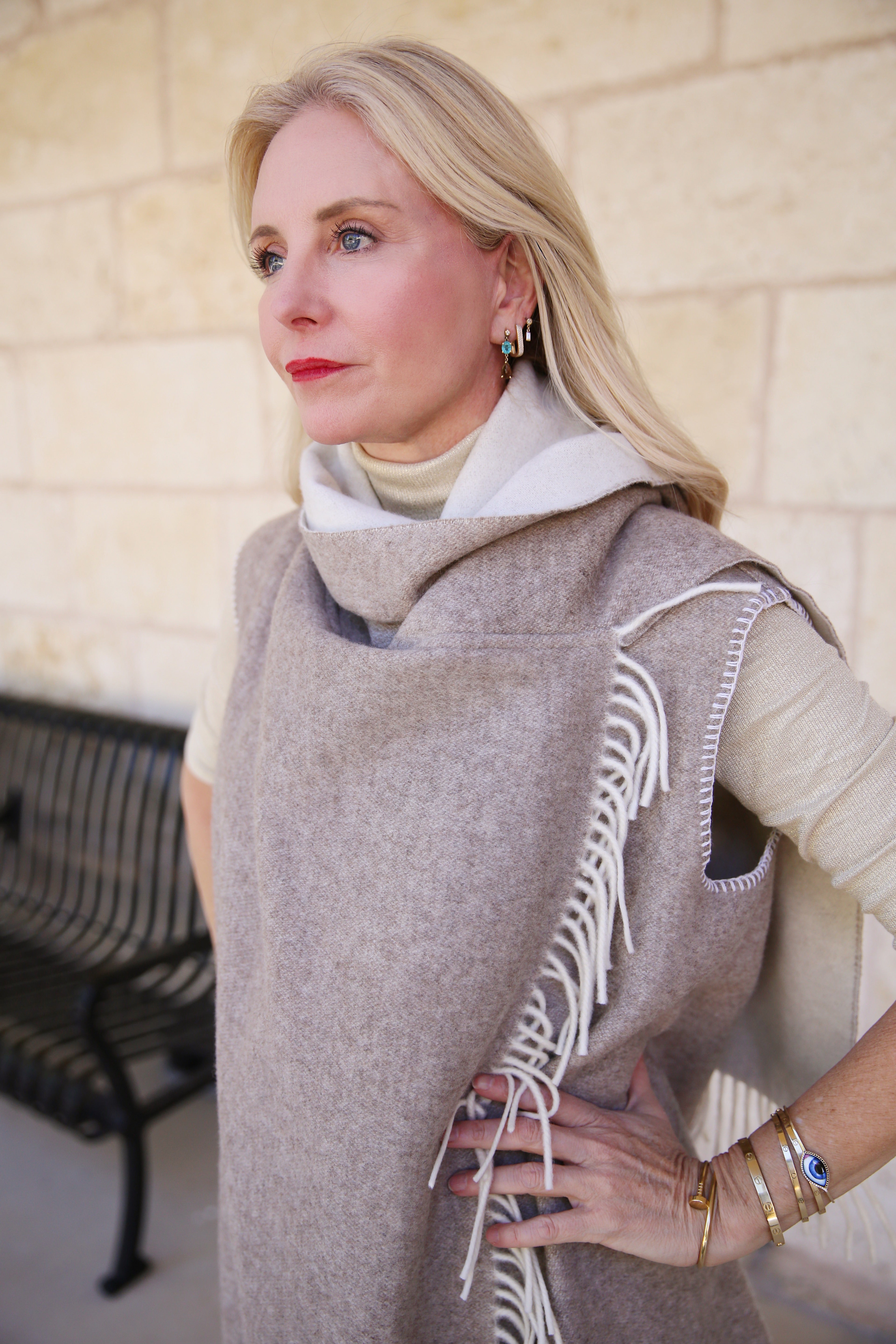 Out Of The Woods Oversized Vest Rafia Melange