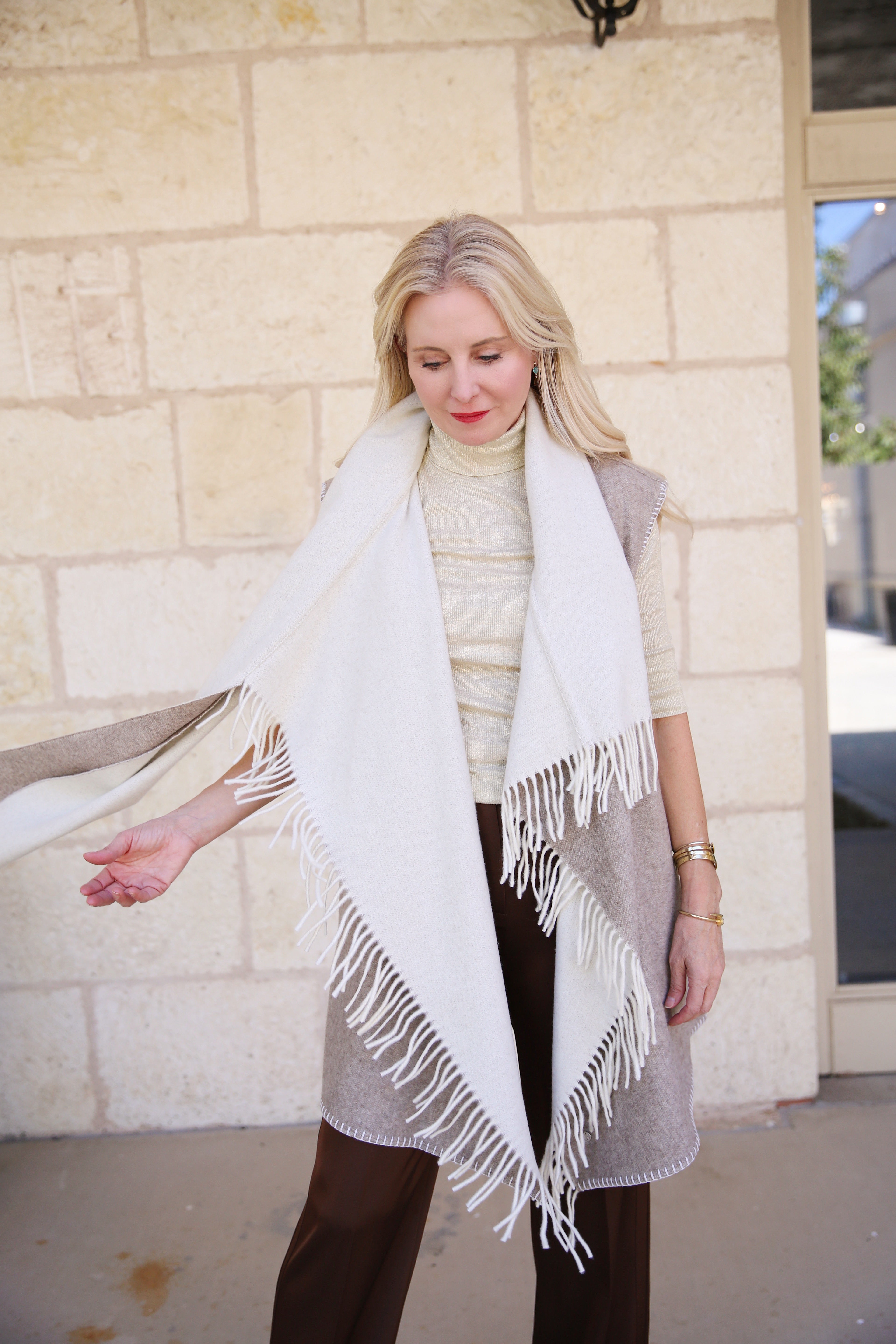 Out Of The Woods Oversized Vest Rafia Melange