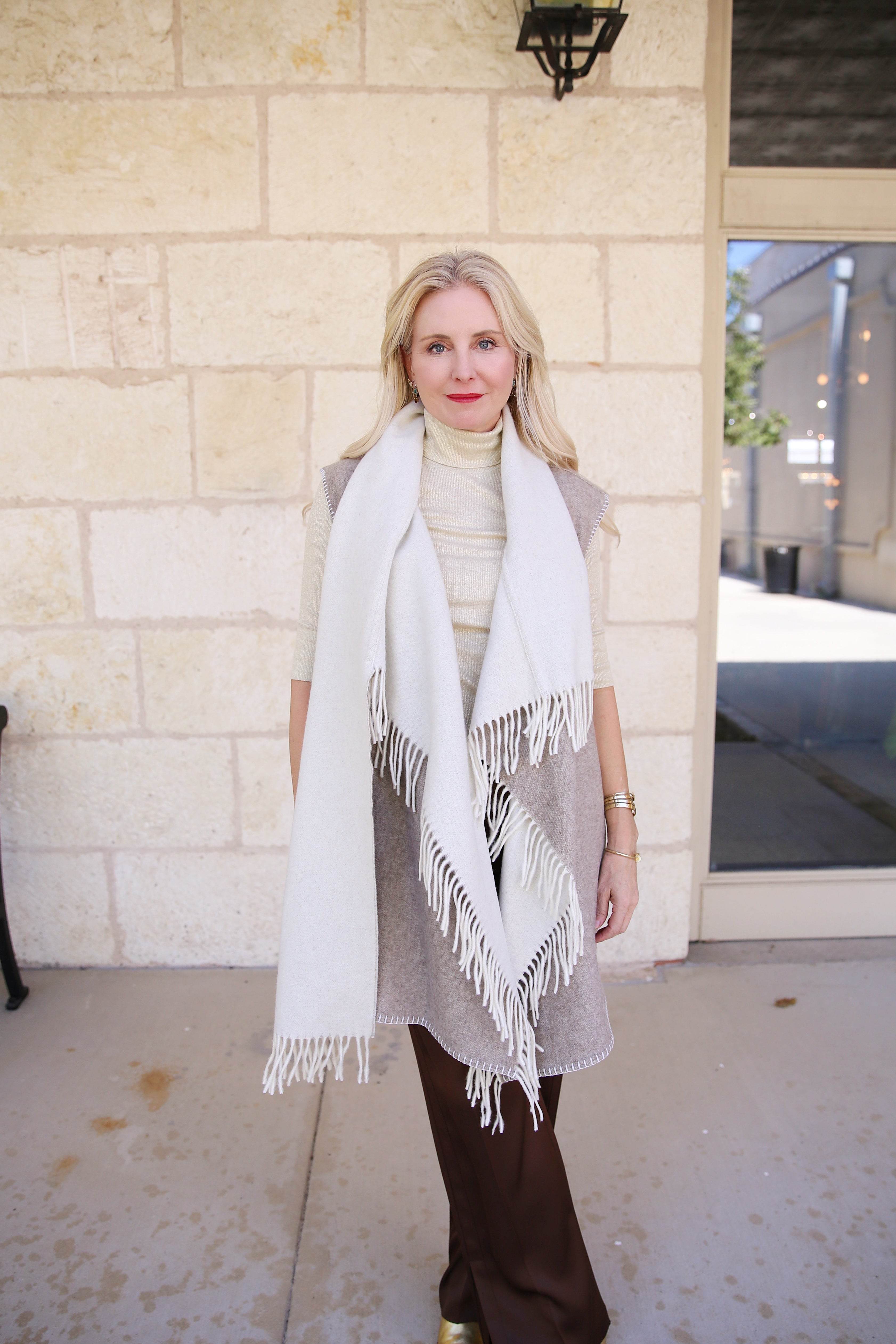 Out Of The Woods Oversized Vest Rafia Melange