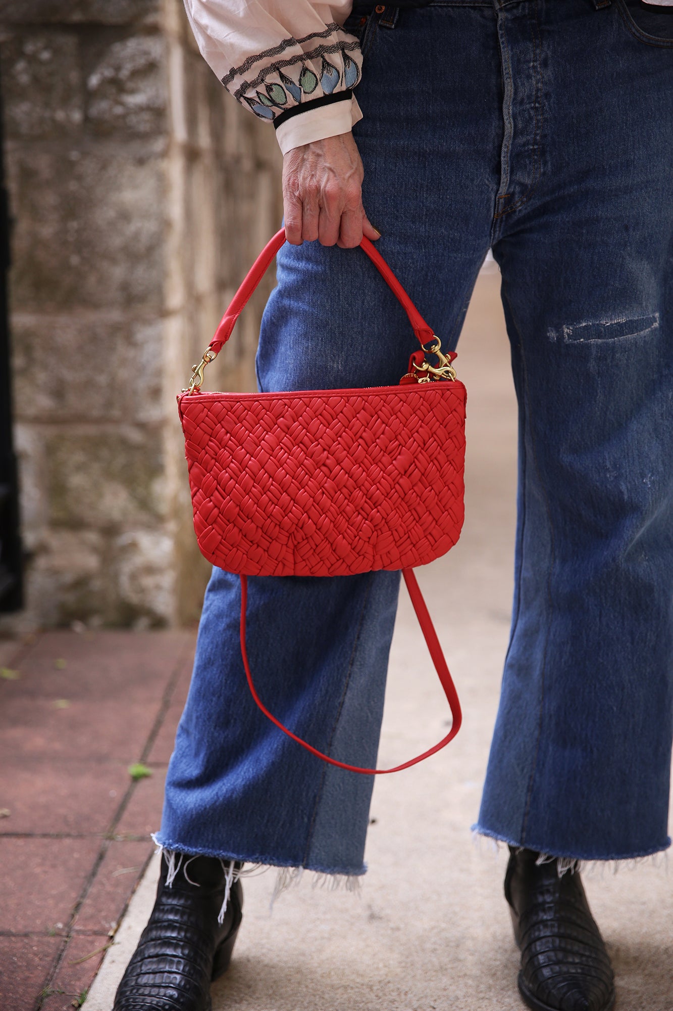 Petit Moyen Rossa Puffy Woven Nappa