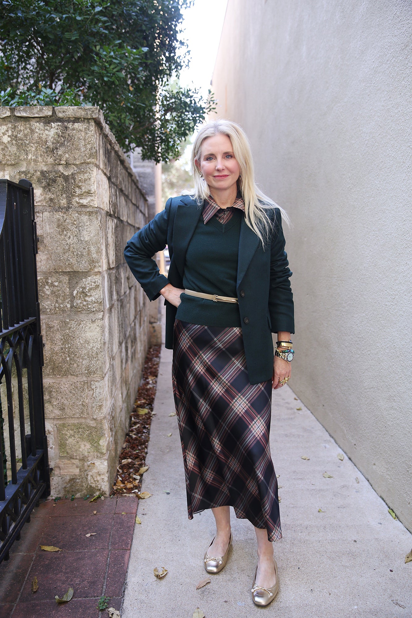 Plaid Shaped Hem Slip Skirt Vintage Petal - Main Image