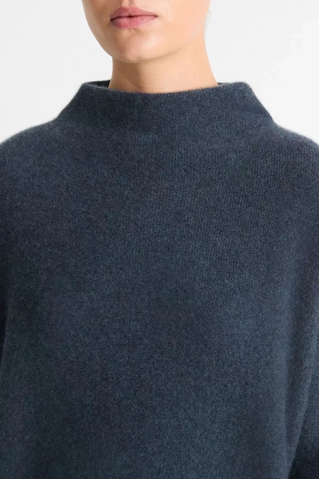 Plush Cashmere Funnel Neck Sweater Heather Tide Stone