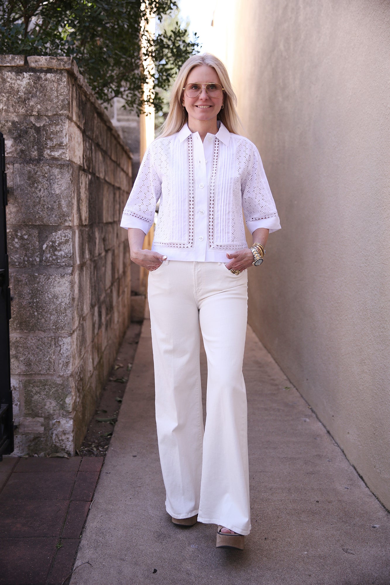 Eyelet Detail Blouse White