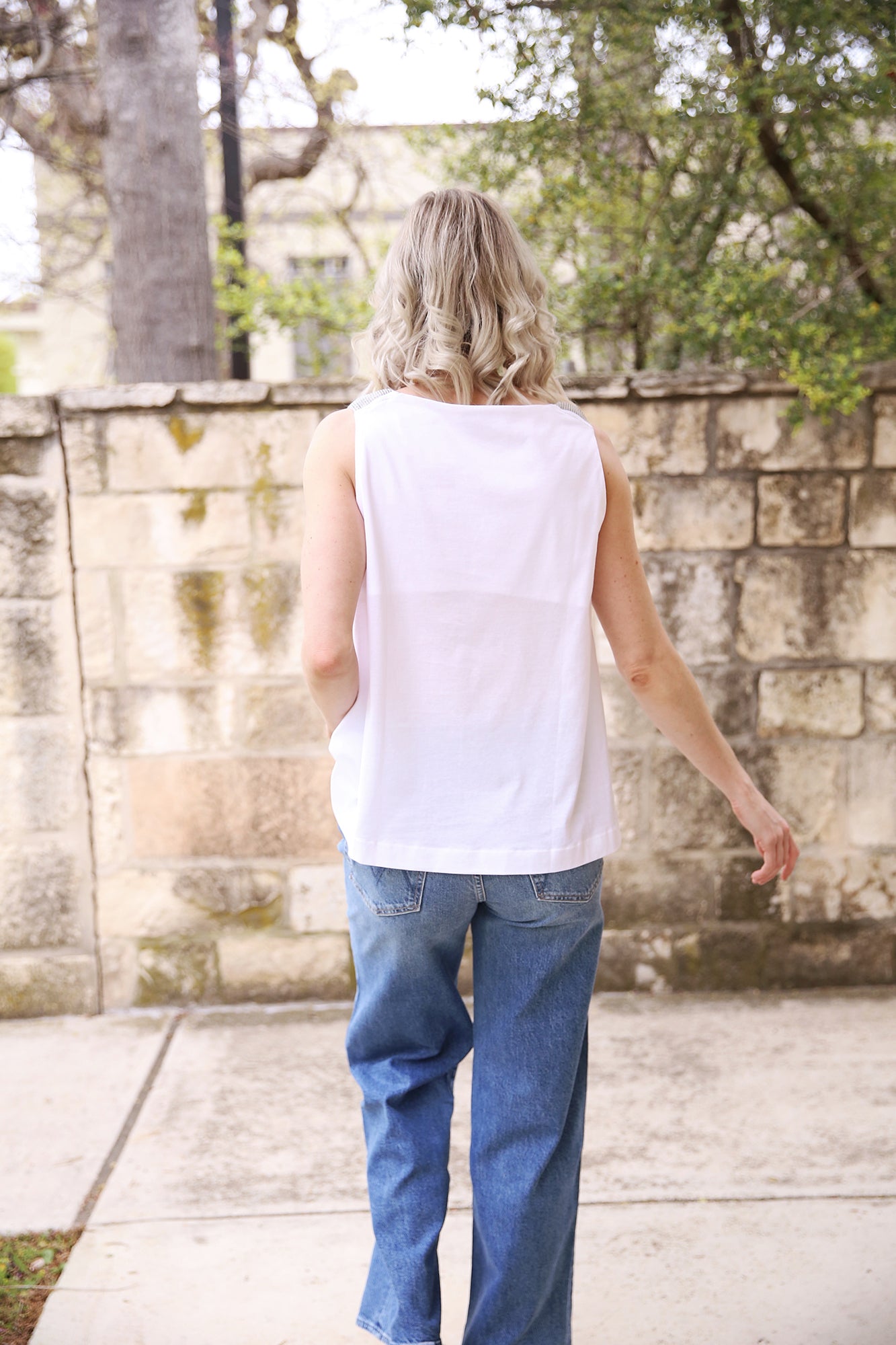 Shoulder and Side Detail White Tank Top